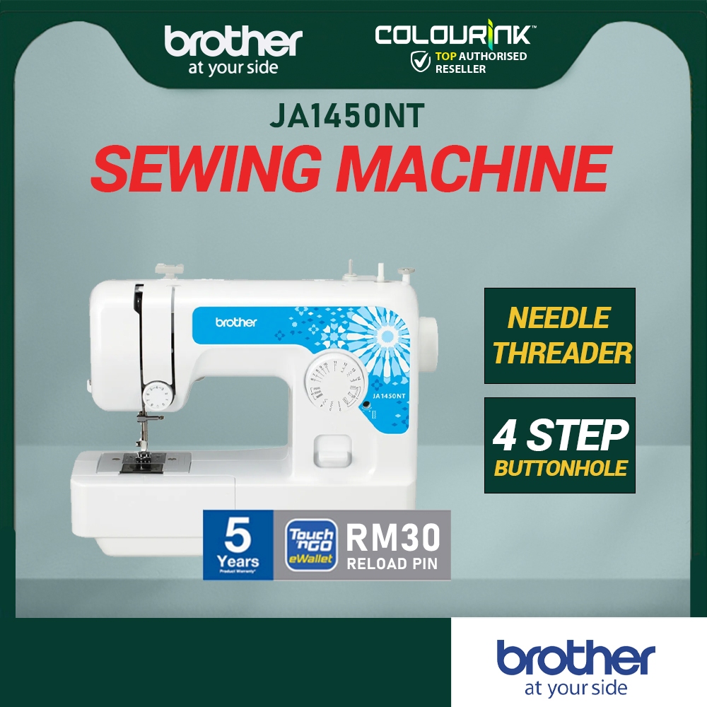 Brother JA1450NT Home Sewing Machines 4-step buttonhole 14 built-in stitches Fast Winding System Twin needle sewing