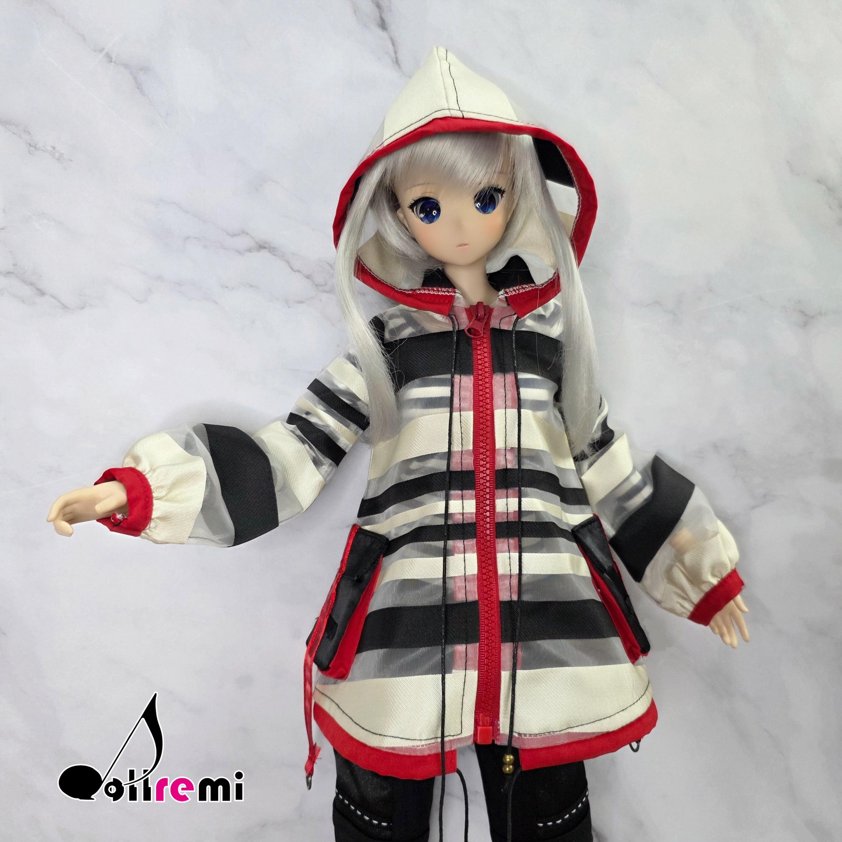 【dollremi】(DD0640)透明黑白間條外套 Sheer black and white striped jacket