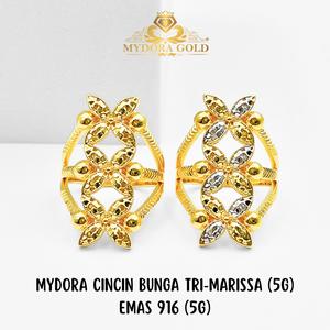 MYDORA Cincin Bunga Tri-Marissa (5G) l EMAS 916/22K
