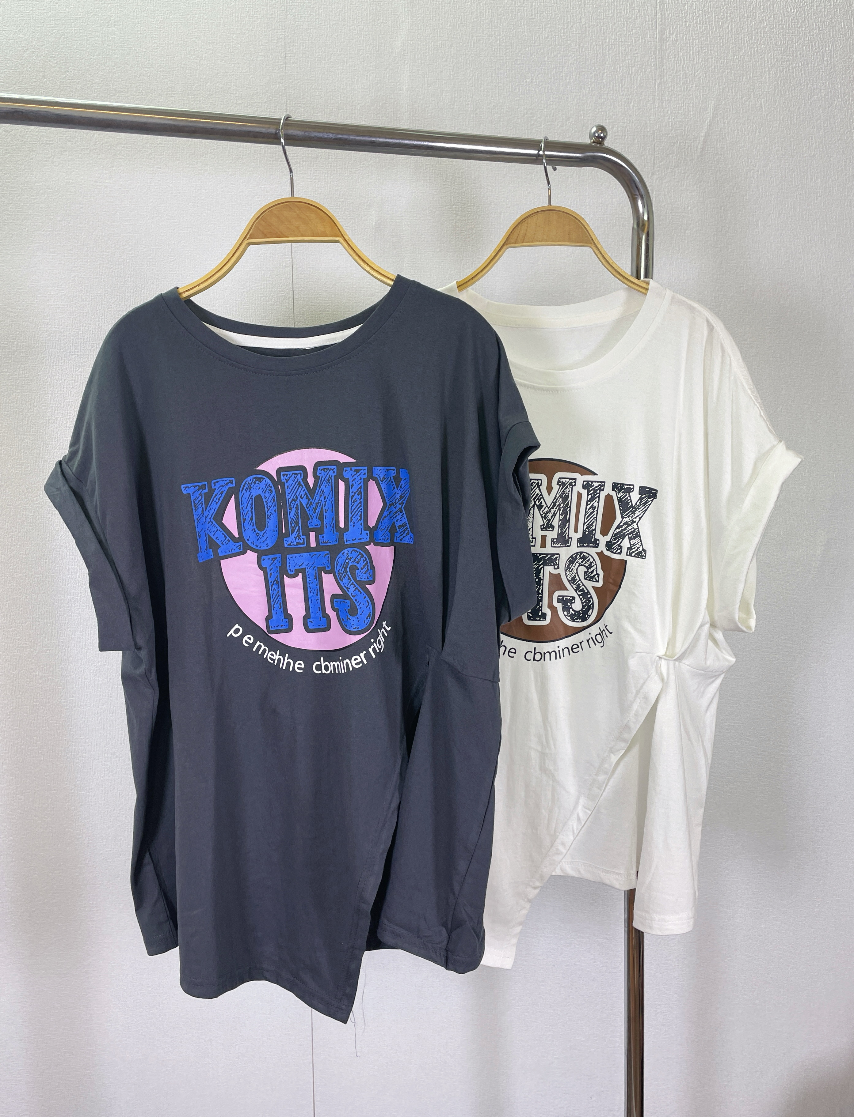 K5573 cotton印字開叉腳tee