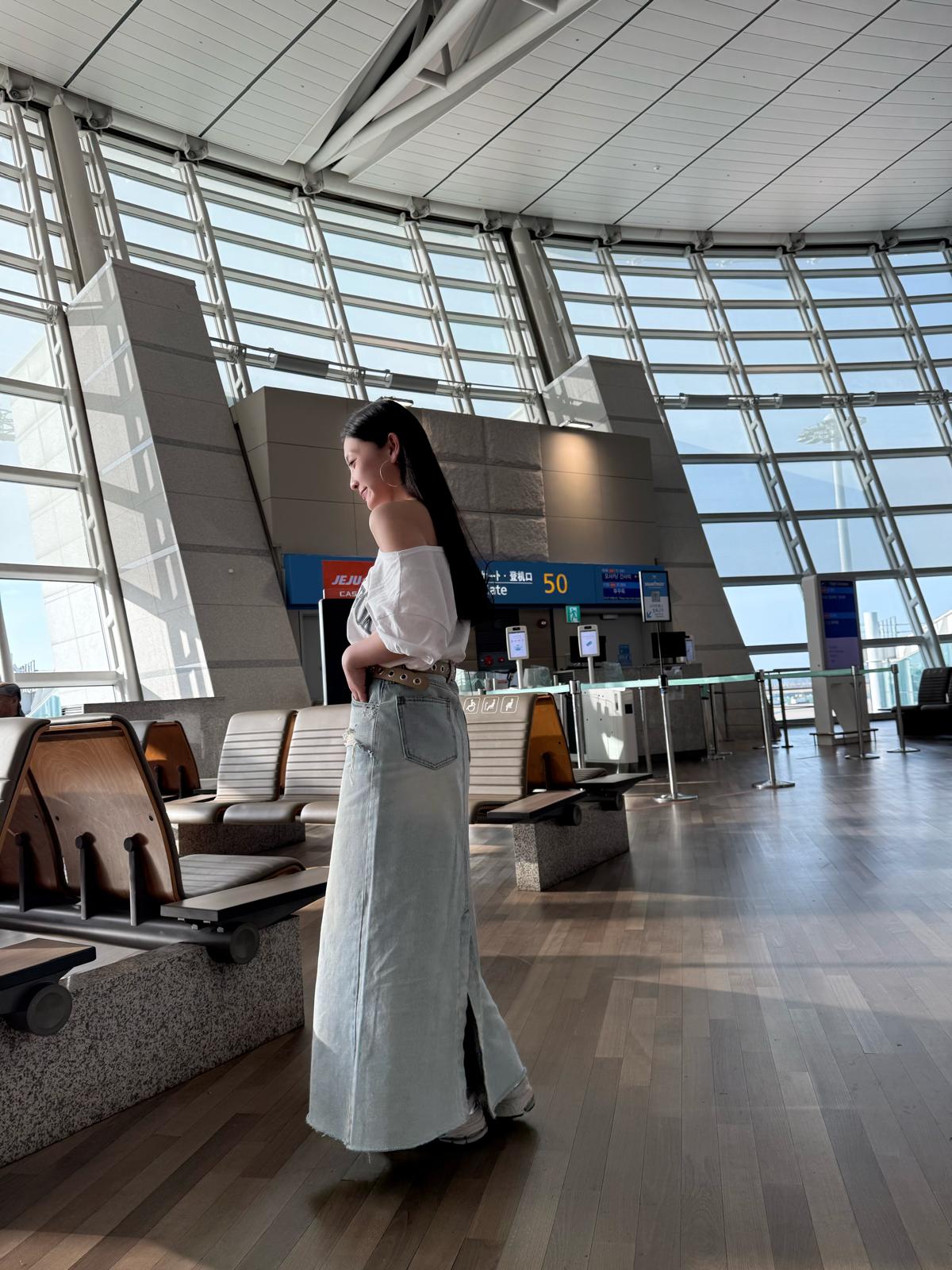 F24 假兩層牛仔裙