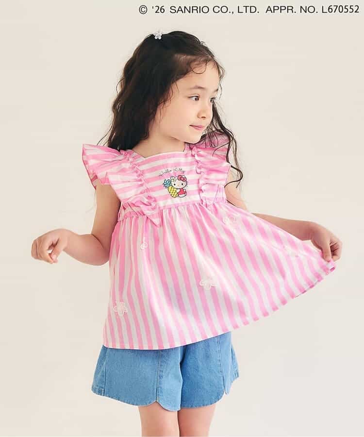 🇯🇵預訂 日本直送🇯🇵Apres les cours x Sanrio系列兩色人物刺繡蕾絲花卉荷葉邊條紋上衣
