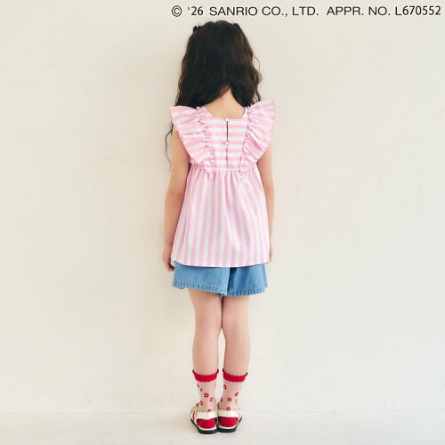 🆕【⭐訂購⭐】🇯🇵日本直送🌀#Sanrio 刺繡 立體花朵 荷葉褶邊 條紋 上衣［2款選］🌀 [ELDA-0265][260529]