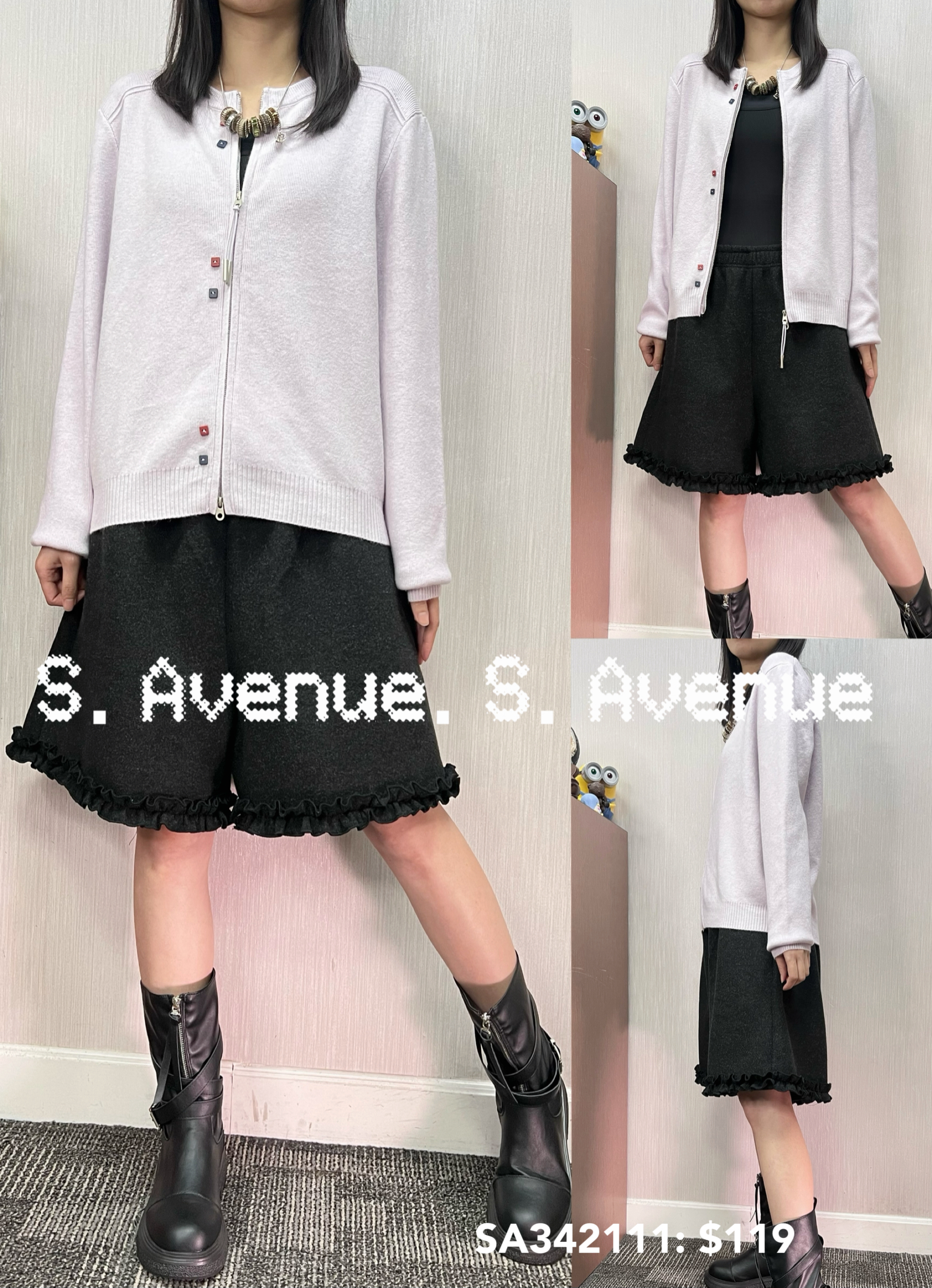 SA342111: 長袖彩鈕拉錬軟冷兩著外套