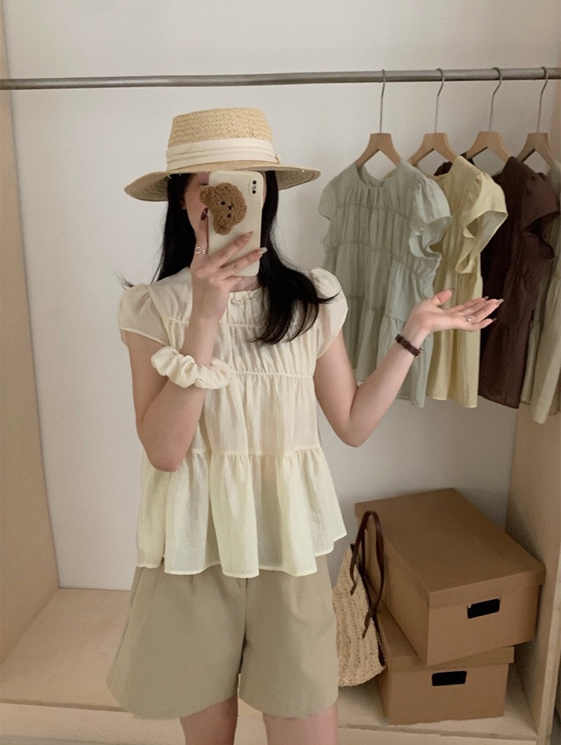 Oni Style Ruffle Blouse 韩系小衫 （ 4 colour ）