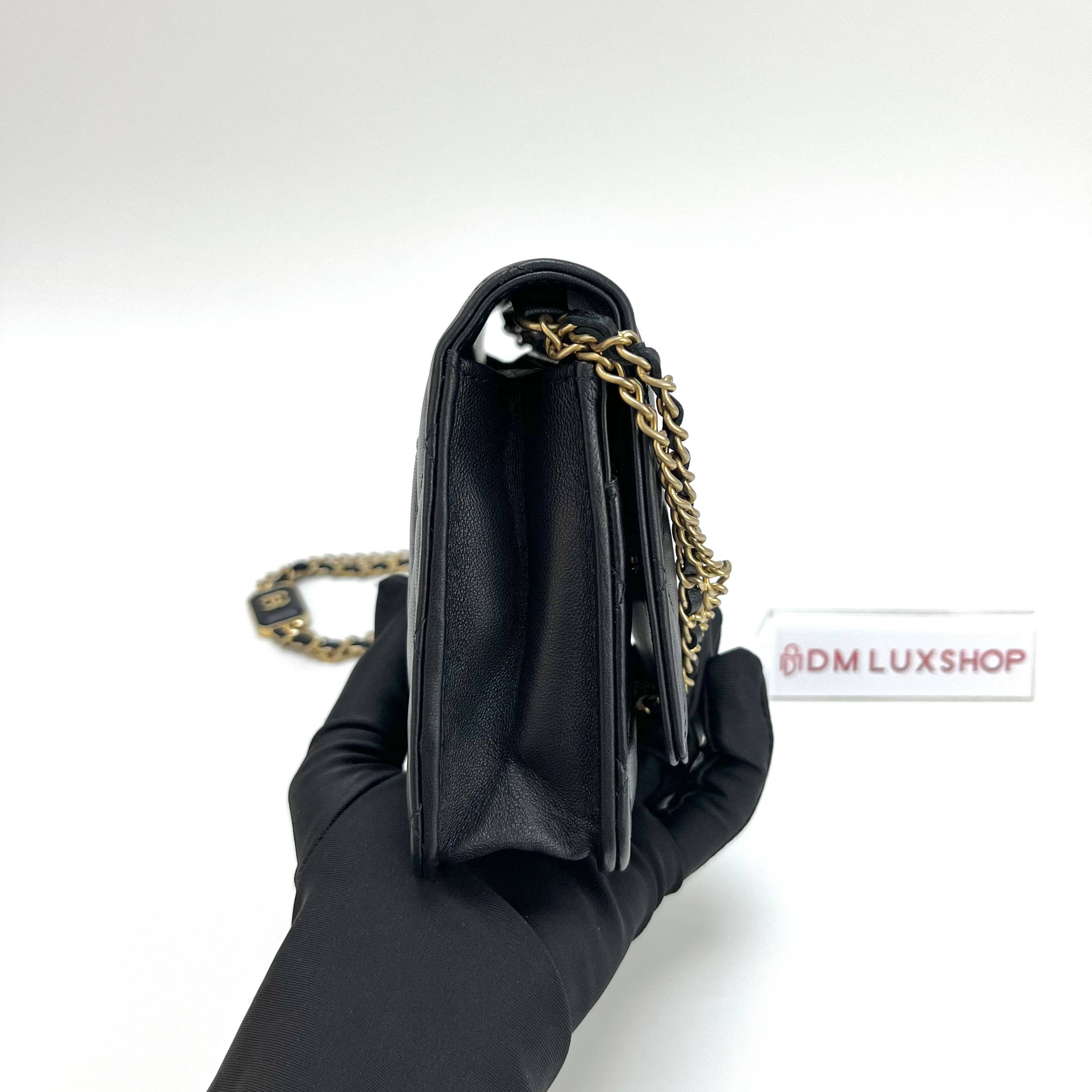 Chanel Black Lambskin WOC GHW (Microchip)
