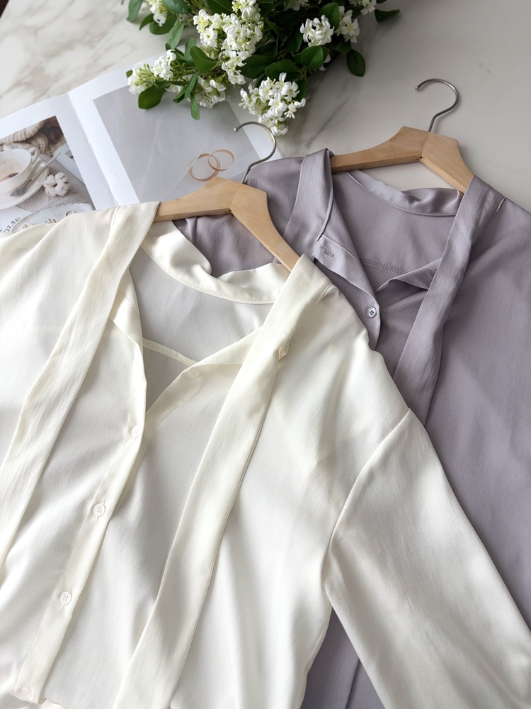 Two-way Tie Detail Blouse (Ivory)