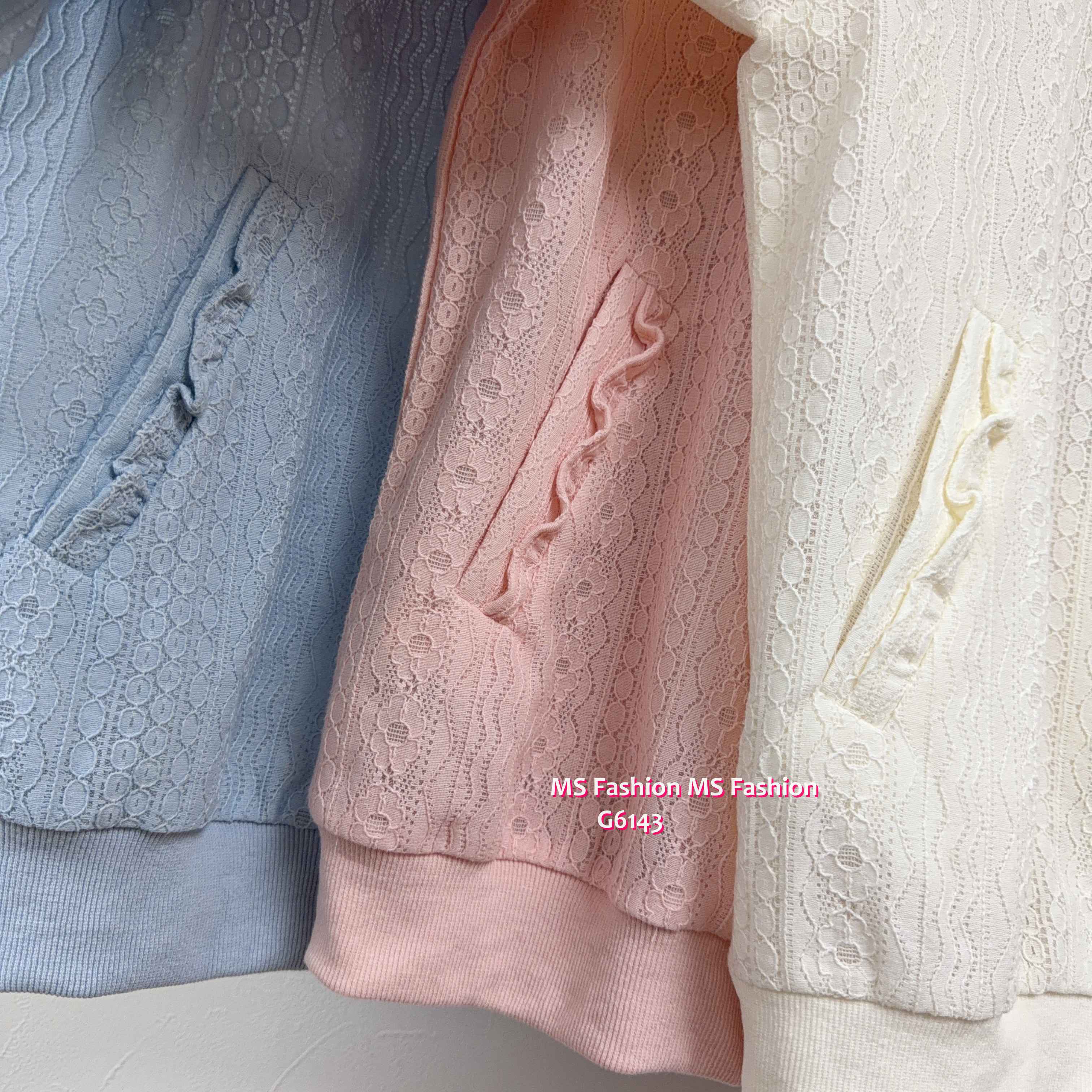 G6142 韓國🇰🇷lace中袖拉鏈外套