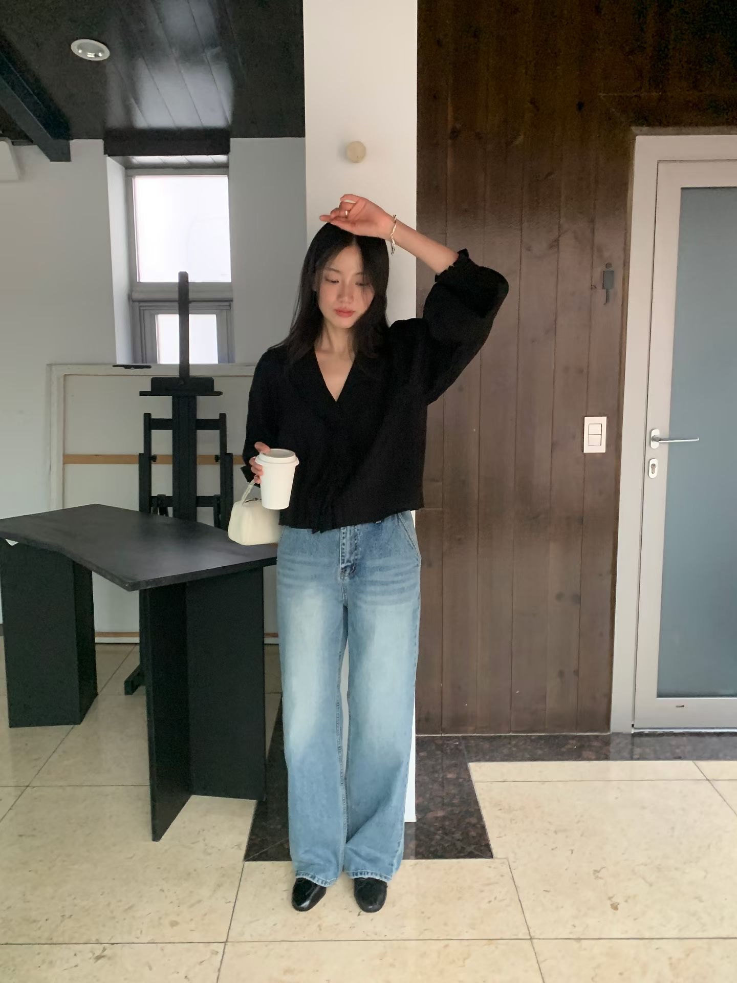 High quality v-neck ruffle top #top117