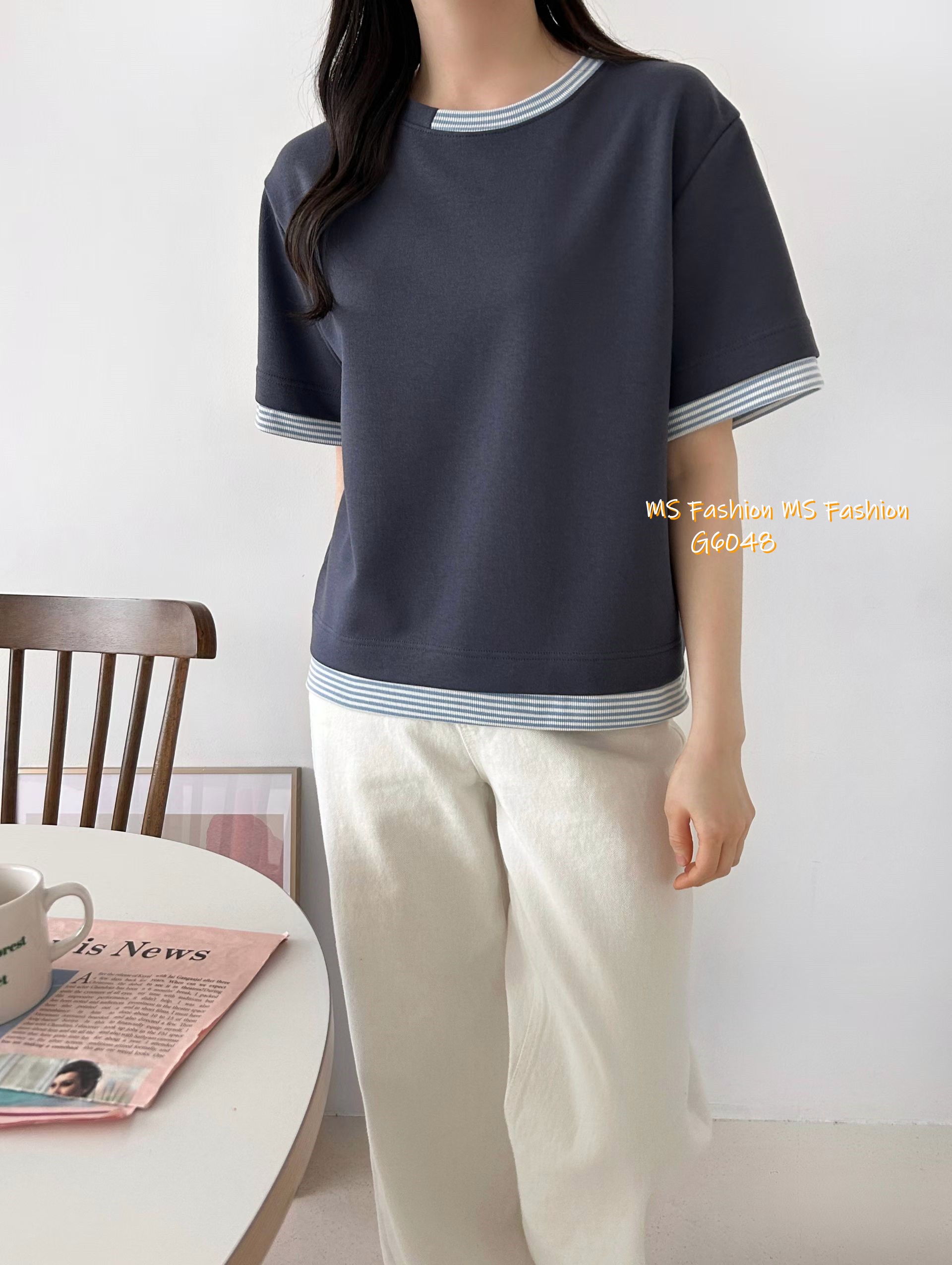 G6048 韓國🇰🇷拼邊子邊top