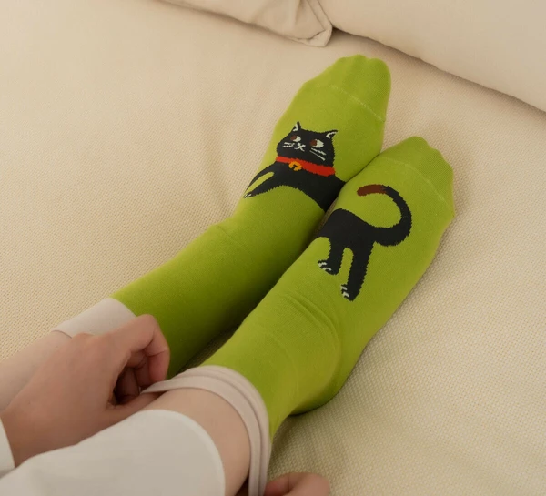 【日本製】人氣拼合完整貓貓抗菌防臭襪