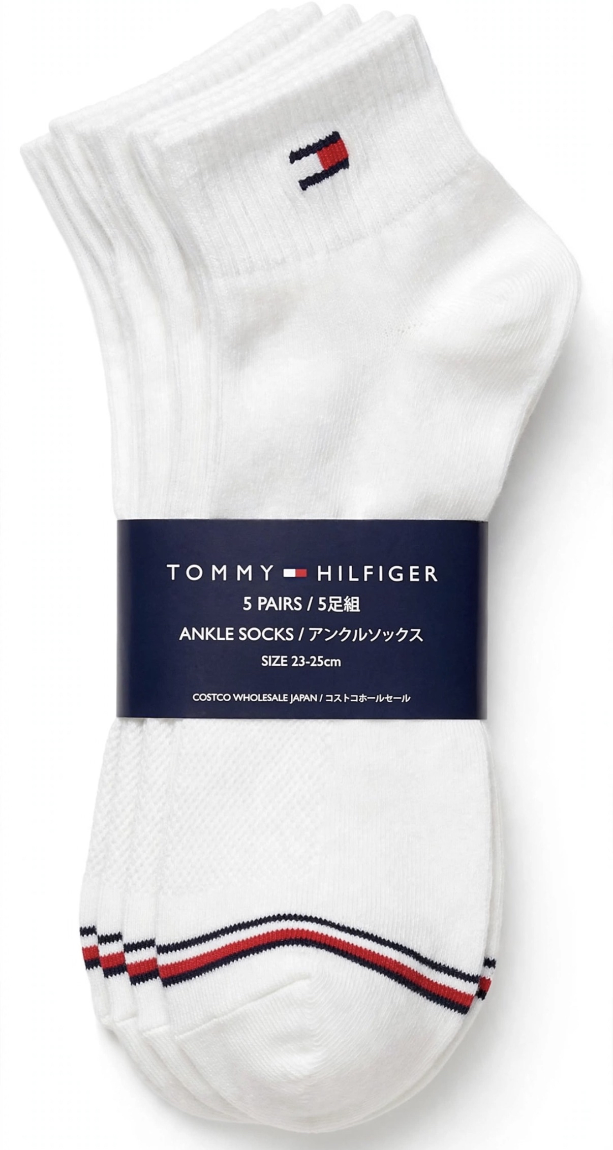 日本COSTCO限定 Tommy Hilfiger  經典素色條紋男士短襪 5入組（25-27cm） 
