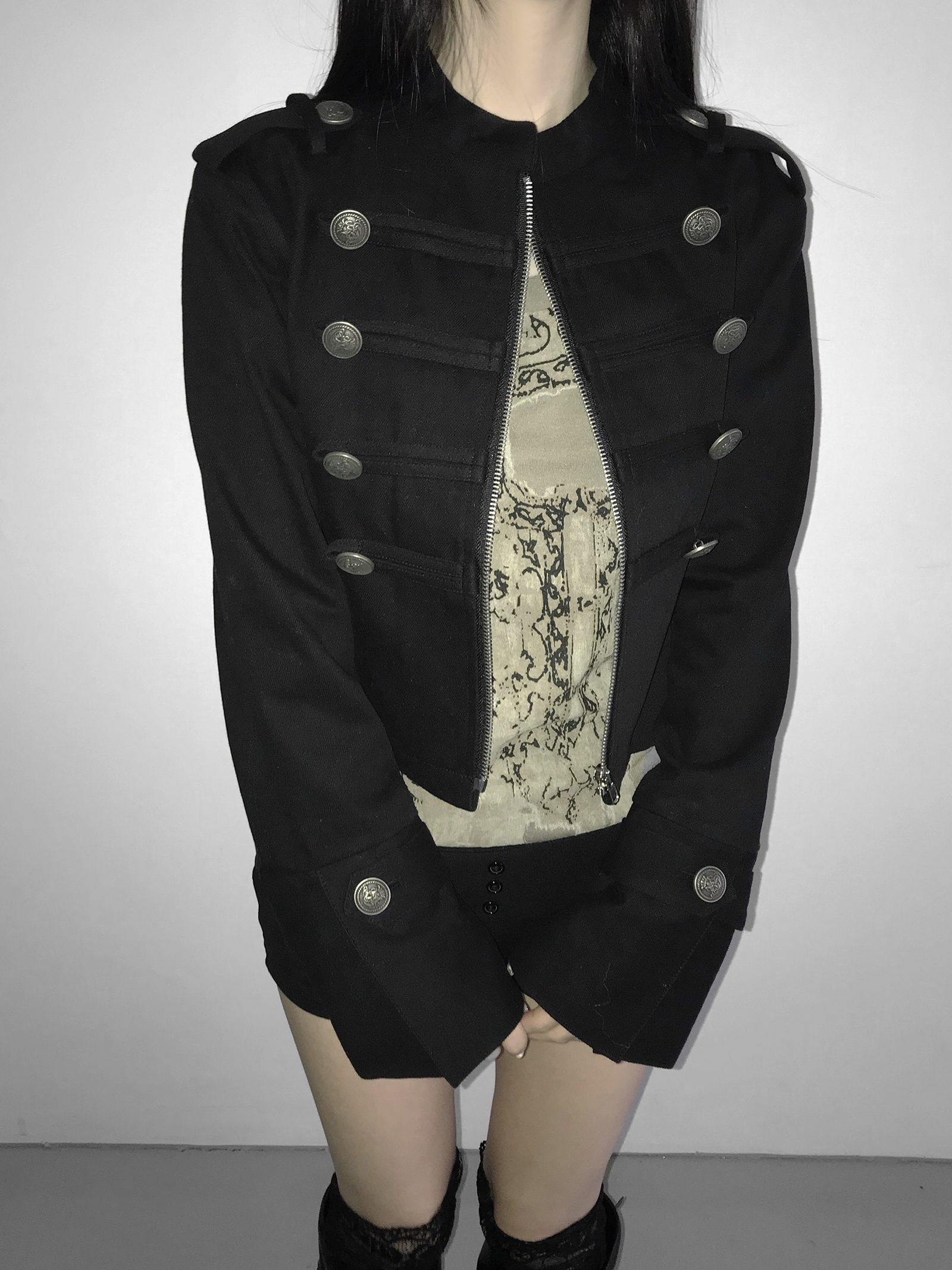 Vintage Zip Front Cropped Jacket