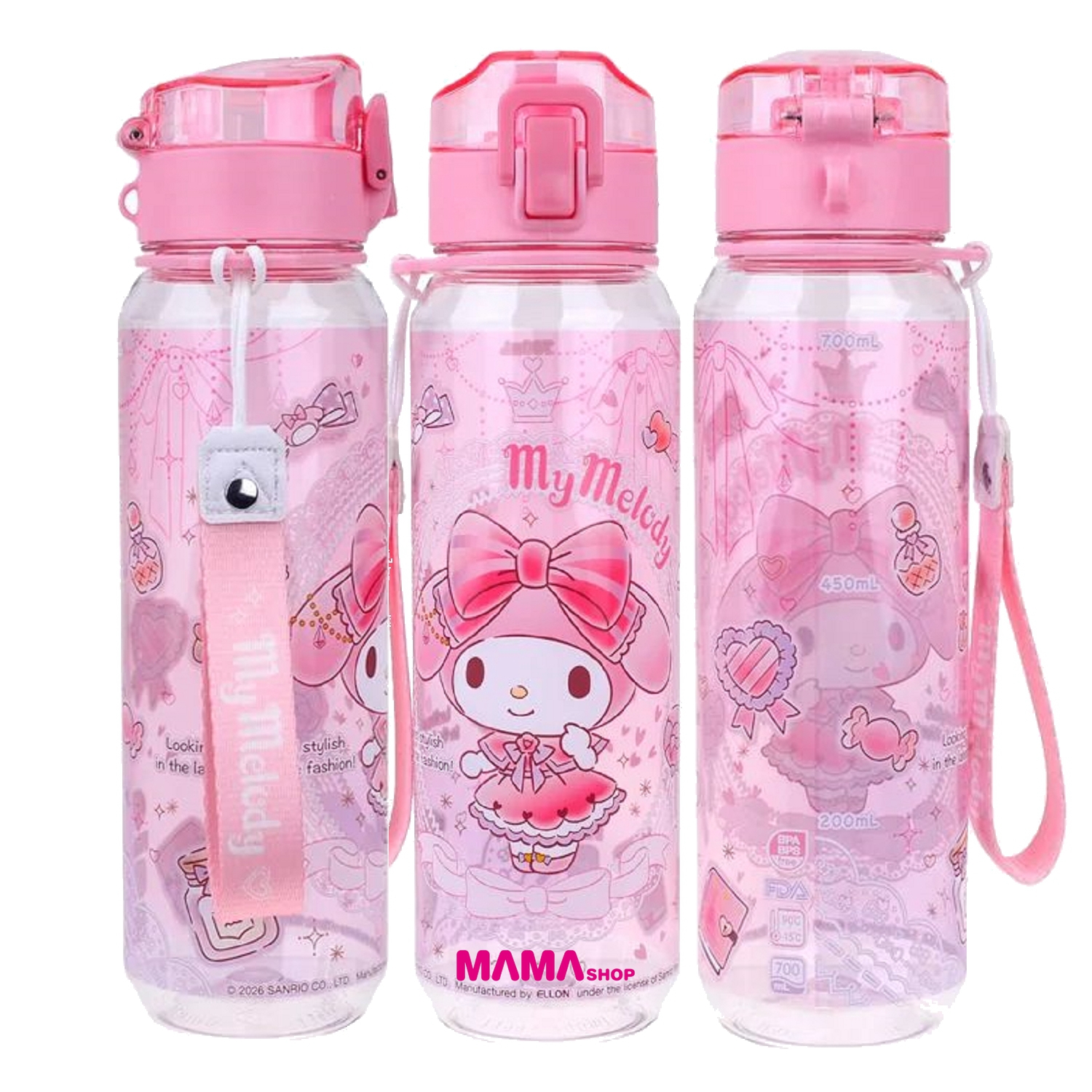 Sanrio 700ml BPA & BPS Free 膠水樽連手繩