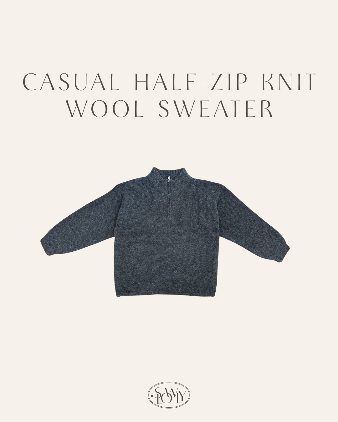 [100%羊毛]半拉鍊羊毛針織毛衣