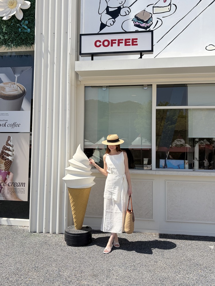 Boat Neck Layered Dress (Ivory)