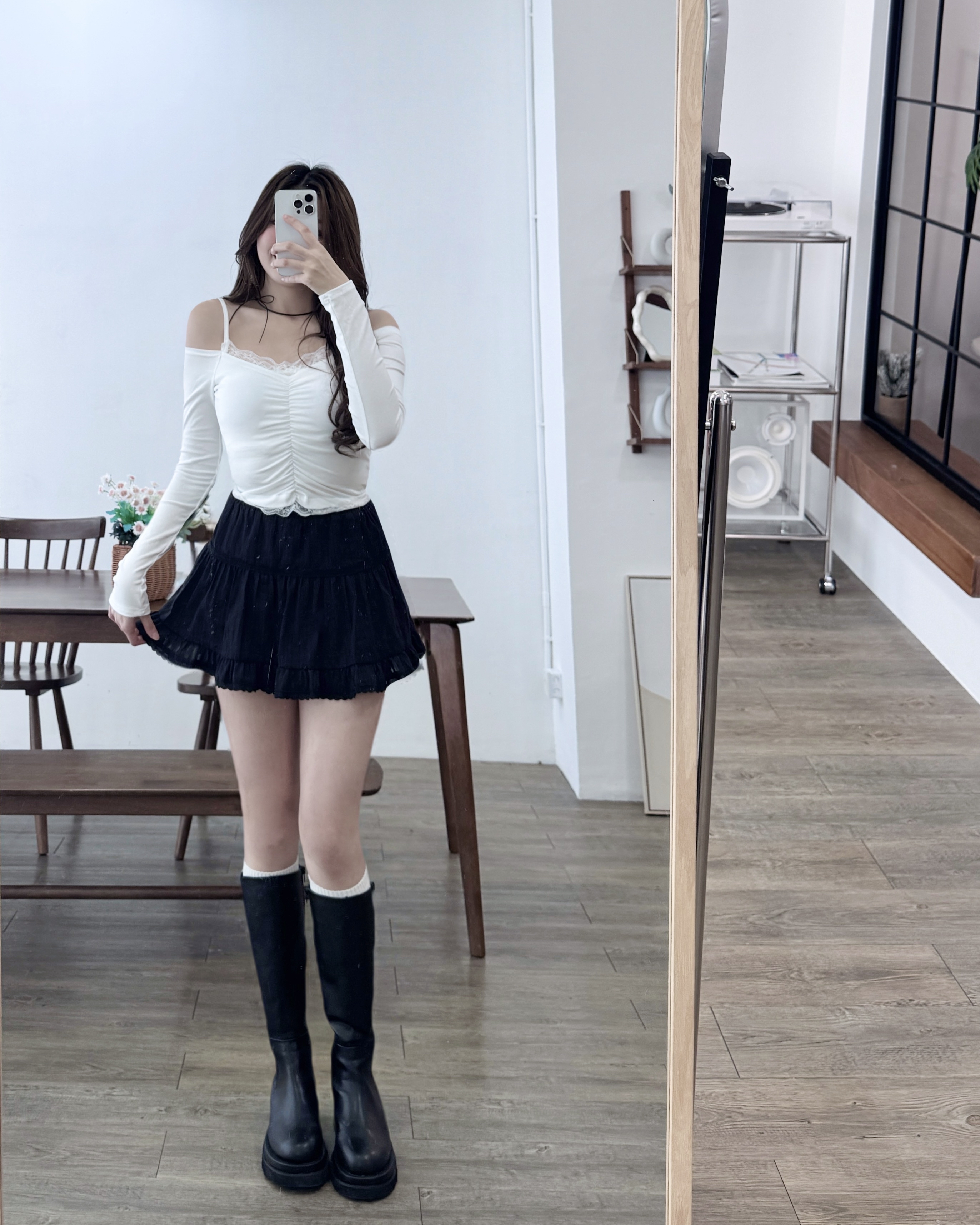 【 春夏感の蛋糕裙🌼♡混暗直紋理雙層裙褲☀️】 Summer Vibe Cake Skirt(兩色入)