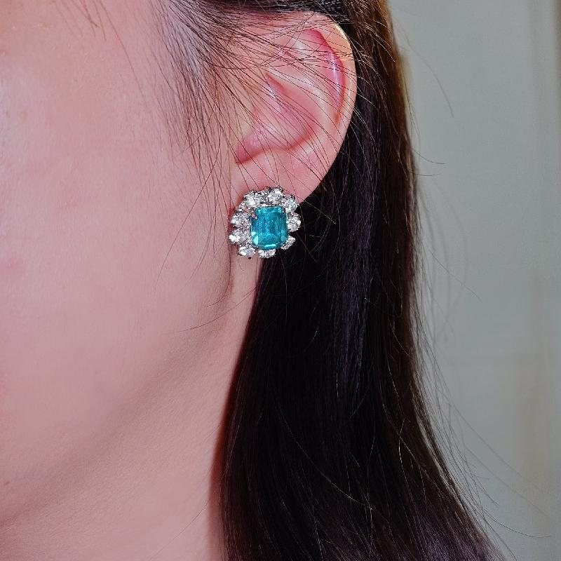Blue Rhinestone Earrings (NZ015-12)