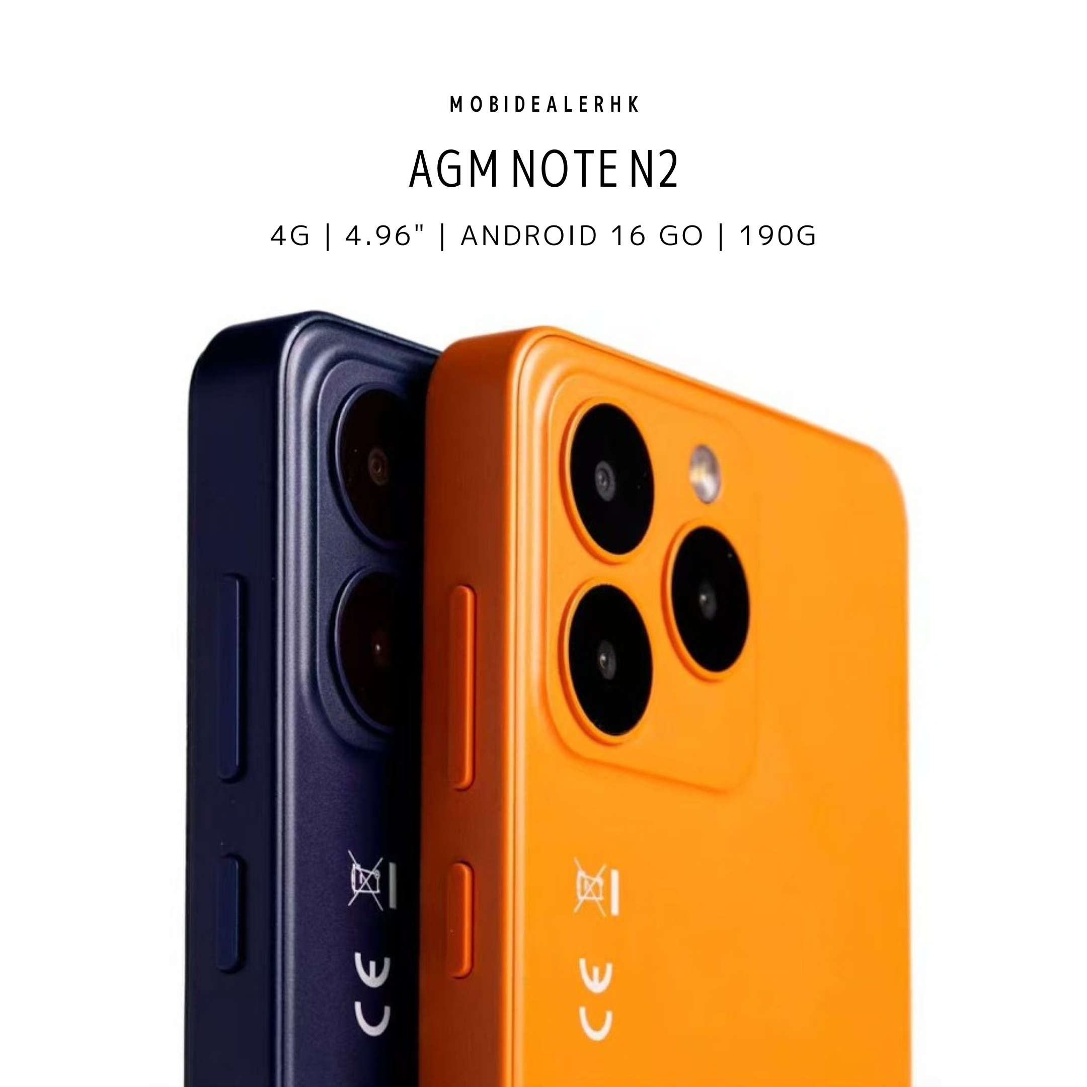 AGM Note N2 | 4G | 智能手機 | 4.96 吋小型手機 | 可拆式 3000mAh 電池 | IP54 | 190g