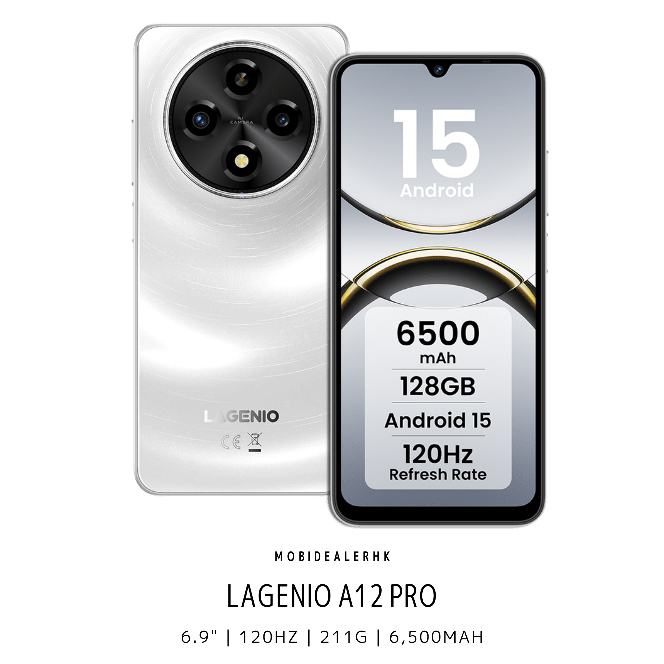 Lagenio A12 Pro | 4G | 智能手機 | 6.9" | 120Hz | 211g | 6,500mAh