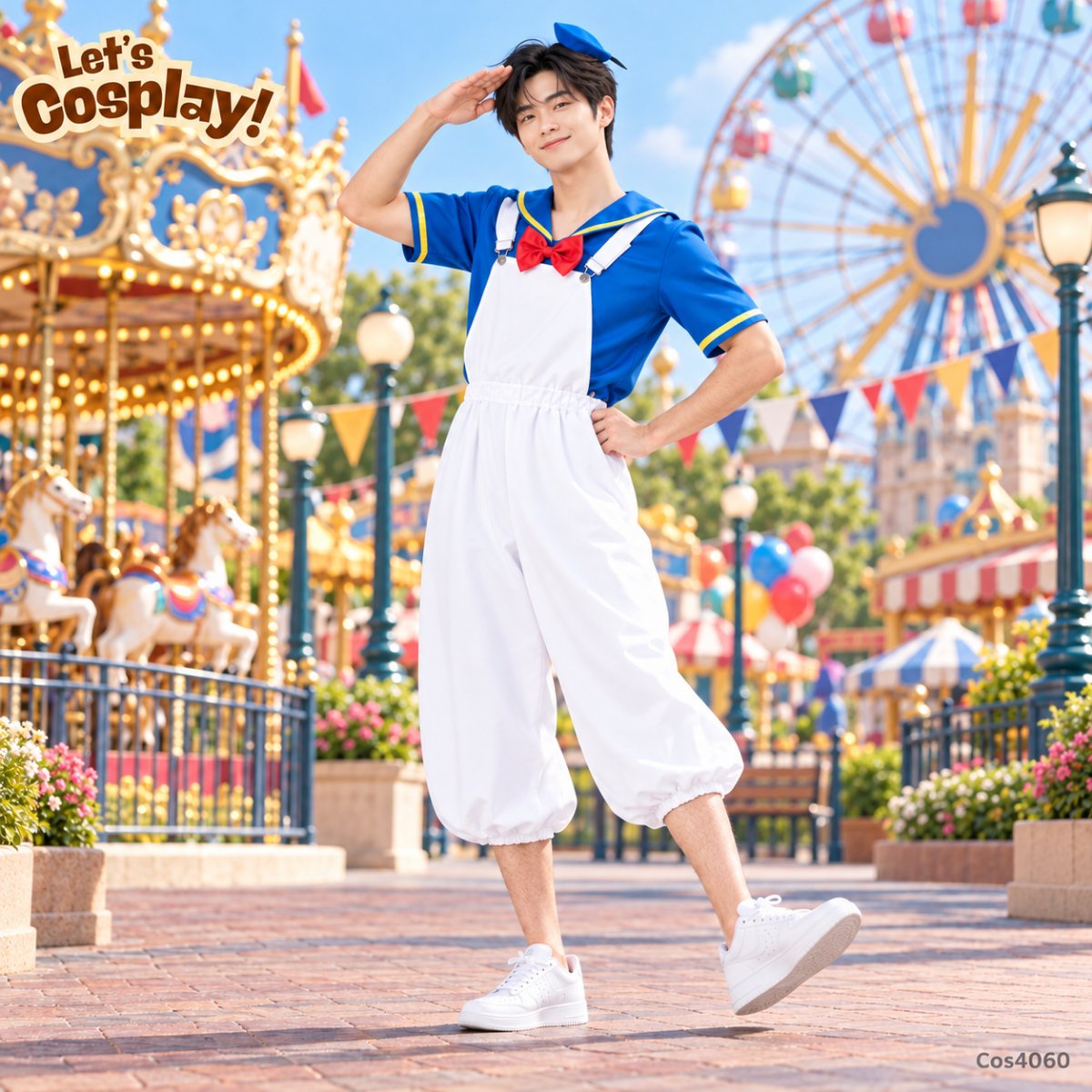 成人唐老鴨主題藍白水手服 Disney theme Donald Duck Cosplay Costume for Adult 衣服連頭飾 COS4060