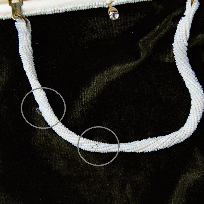 C.a. 1960s Wavy Pattern Handmade Two Tone Bead Bag from Germany (EV259)