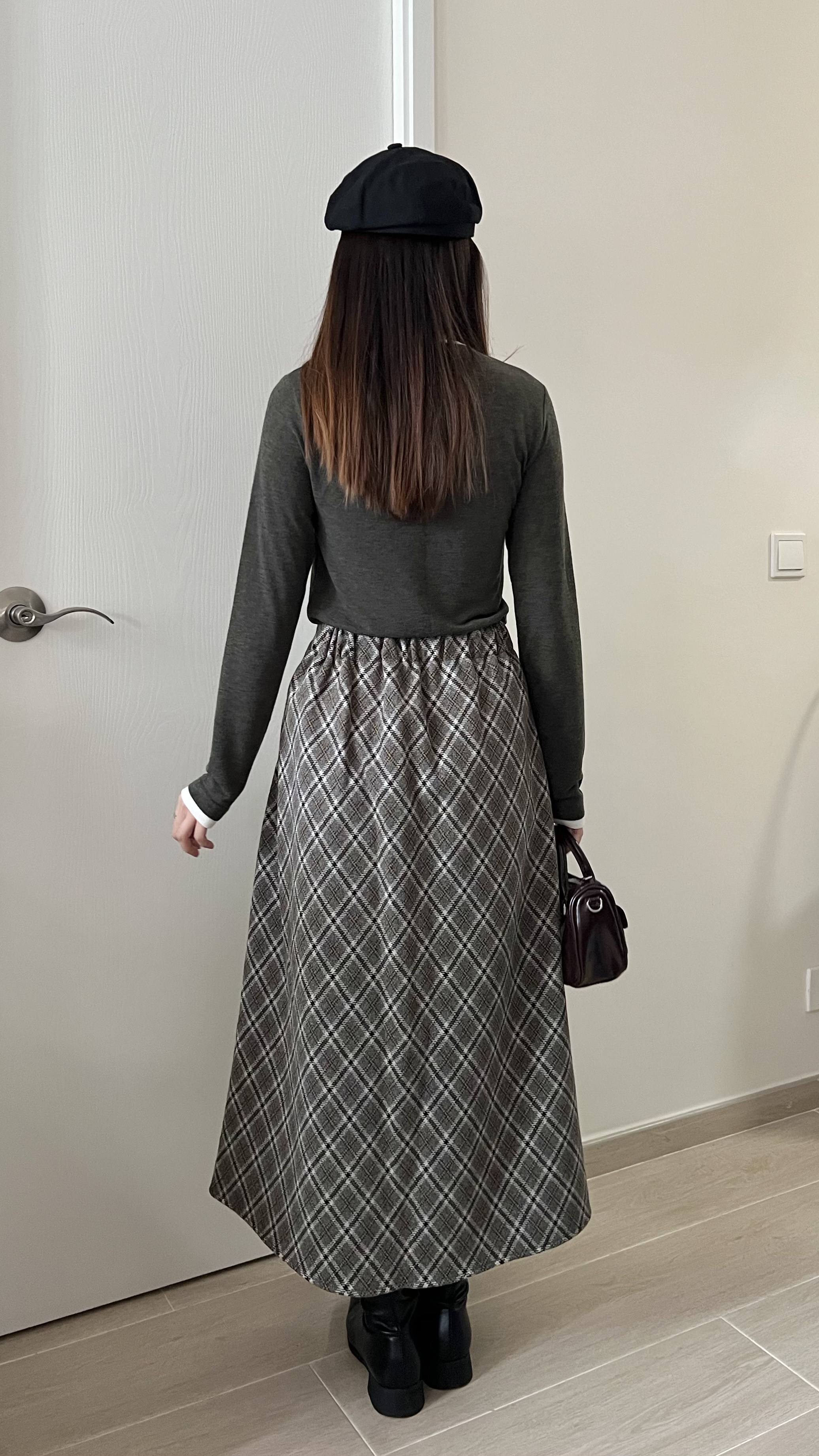 高質秋冬菱形格紋長裙 現貨