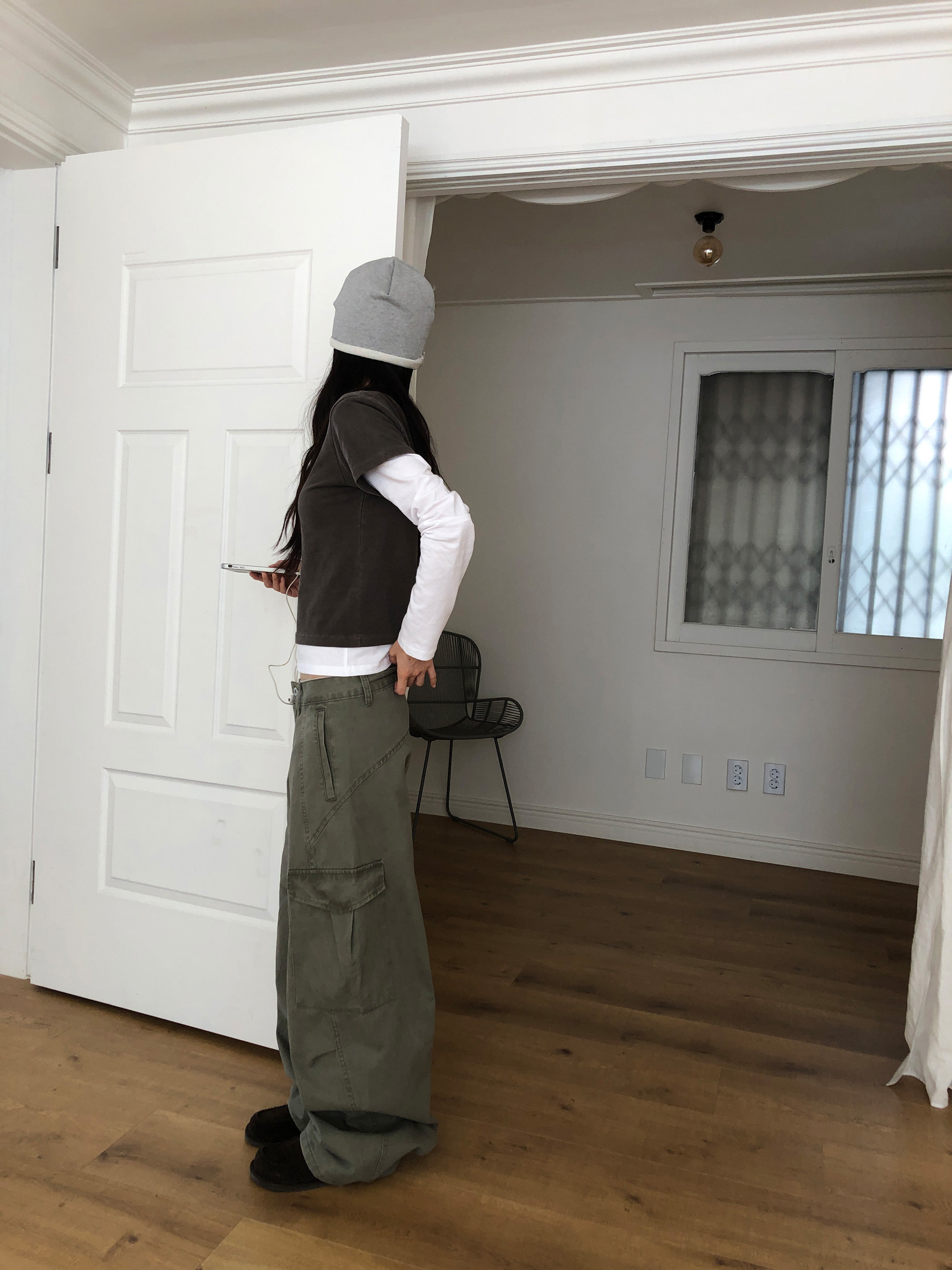 Cotton Wide-Leg Cargo Pants