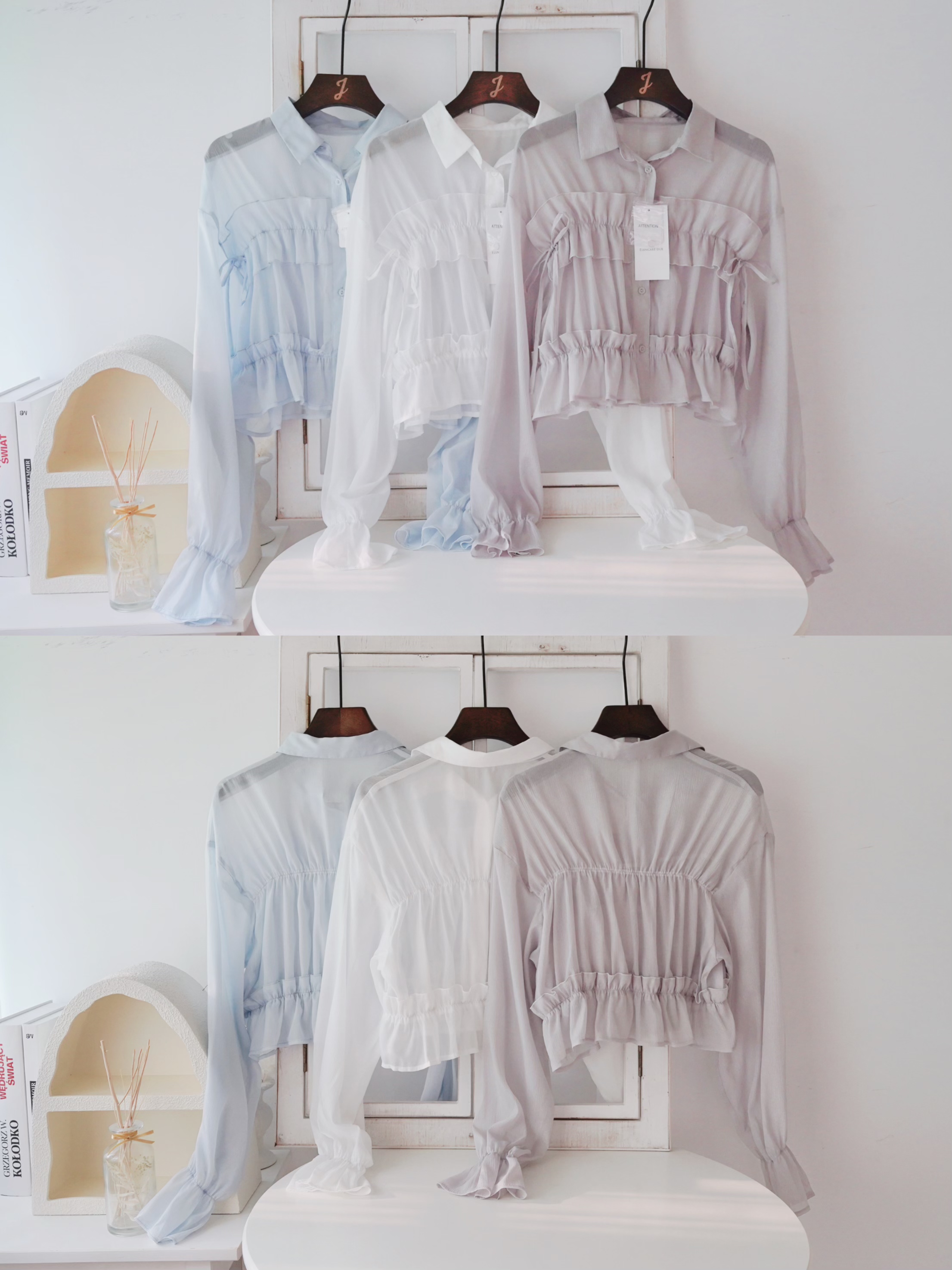 Ruffles雪紡短恤衫(JP)[淺藍色]359937