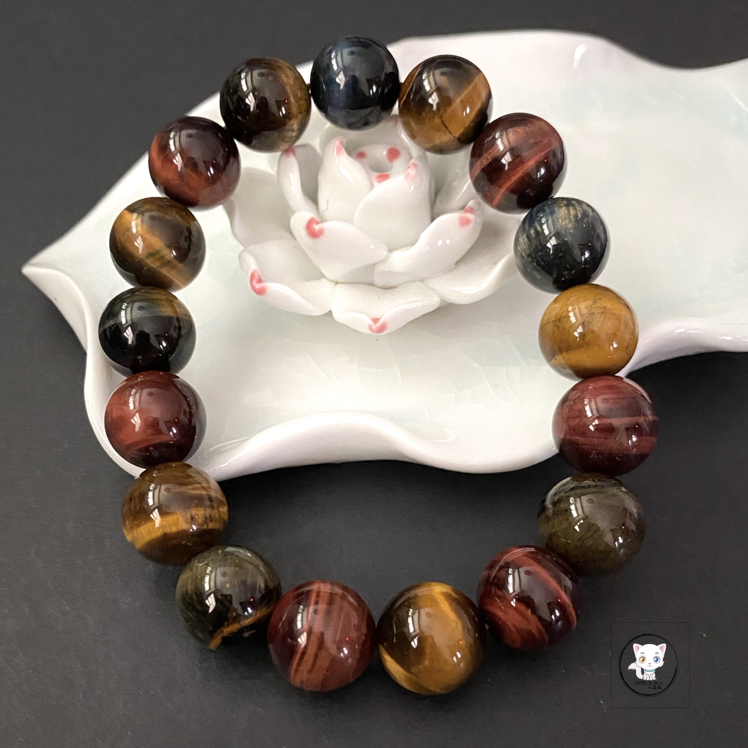 天然彩虎眼石手鏈 12.5mm
