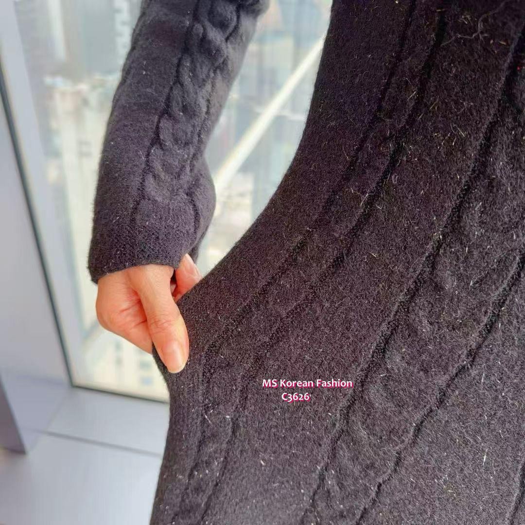 C3626 韓國🇰🇷V領修腰連身裙