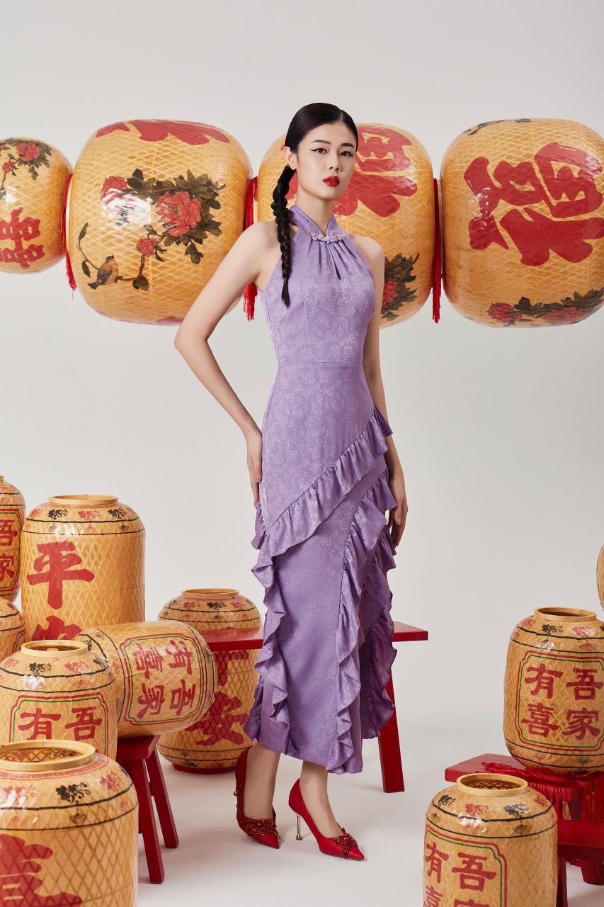 Cut in旗袍连身裙 2112