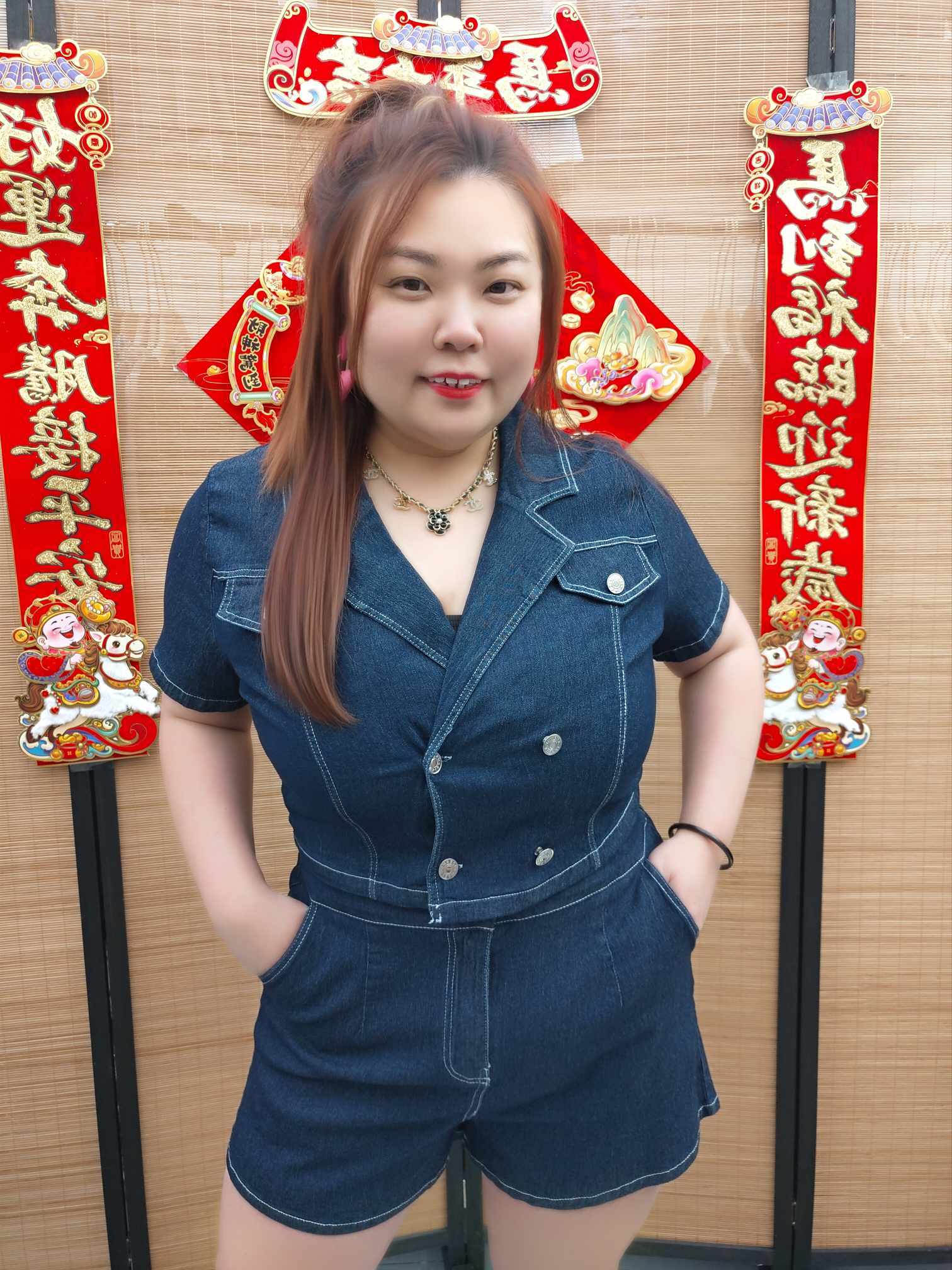 DDD04 TW#6087(B03) 车边线大翻领牛仔裤子套装