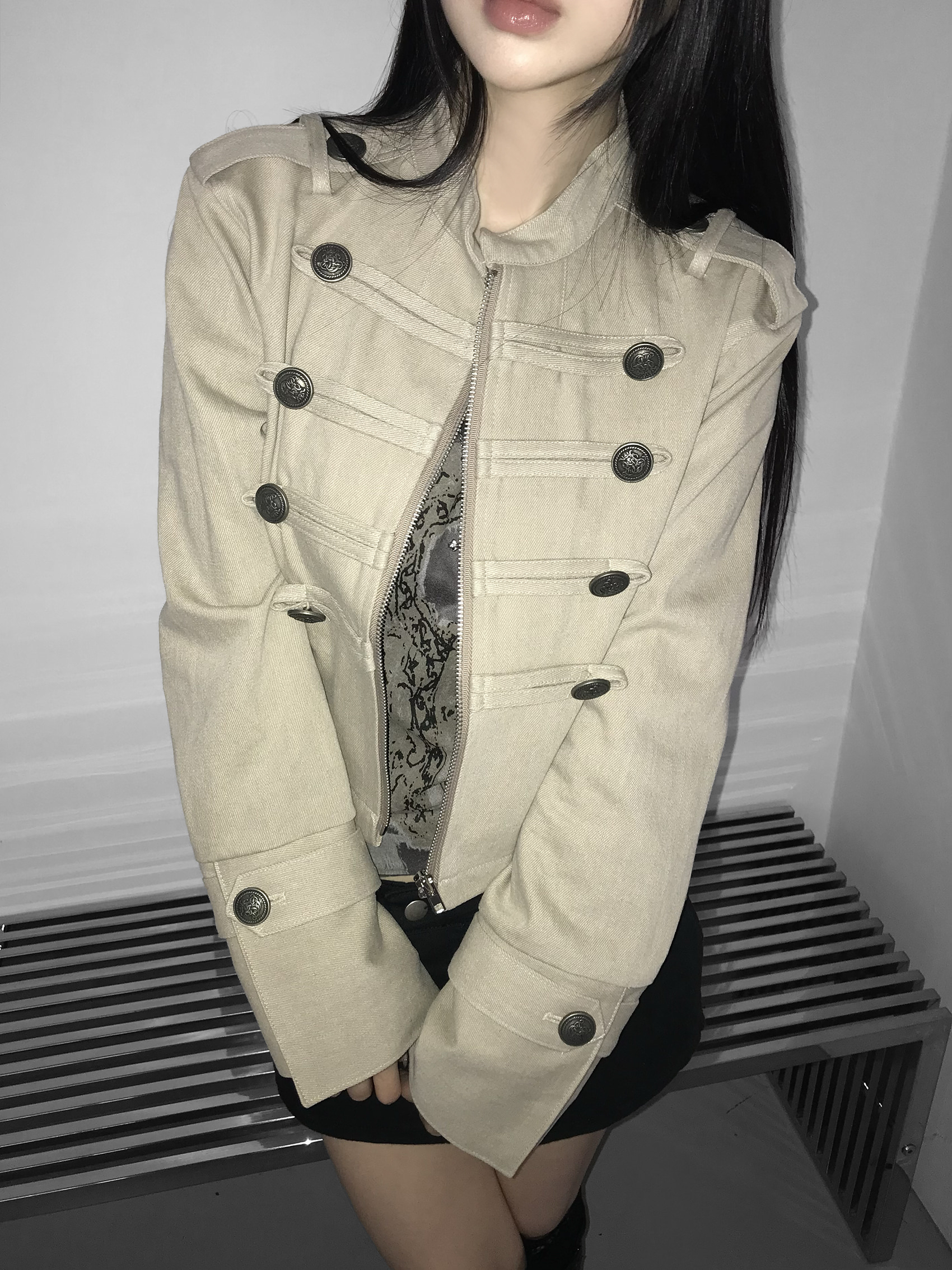 Vintage Zip Front Cropped Jacket