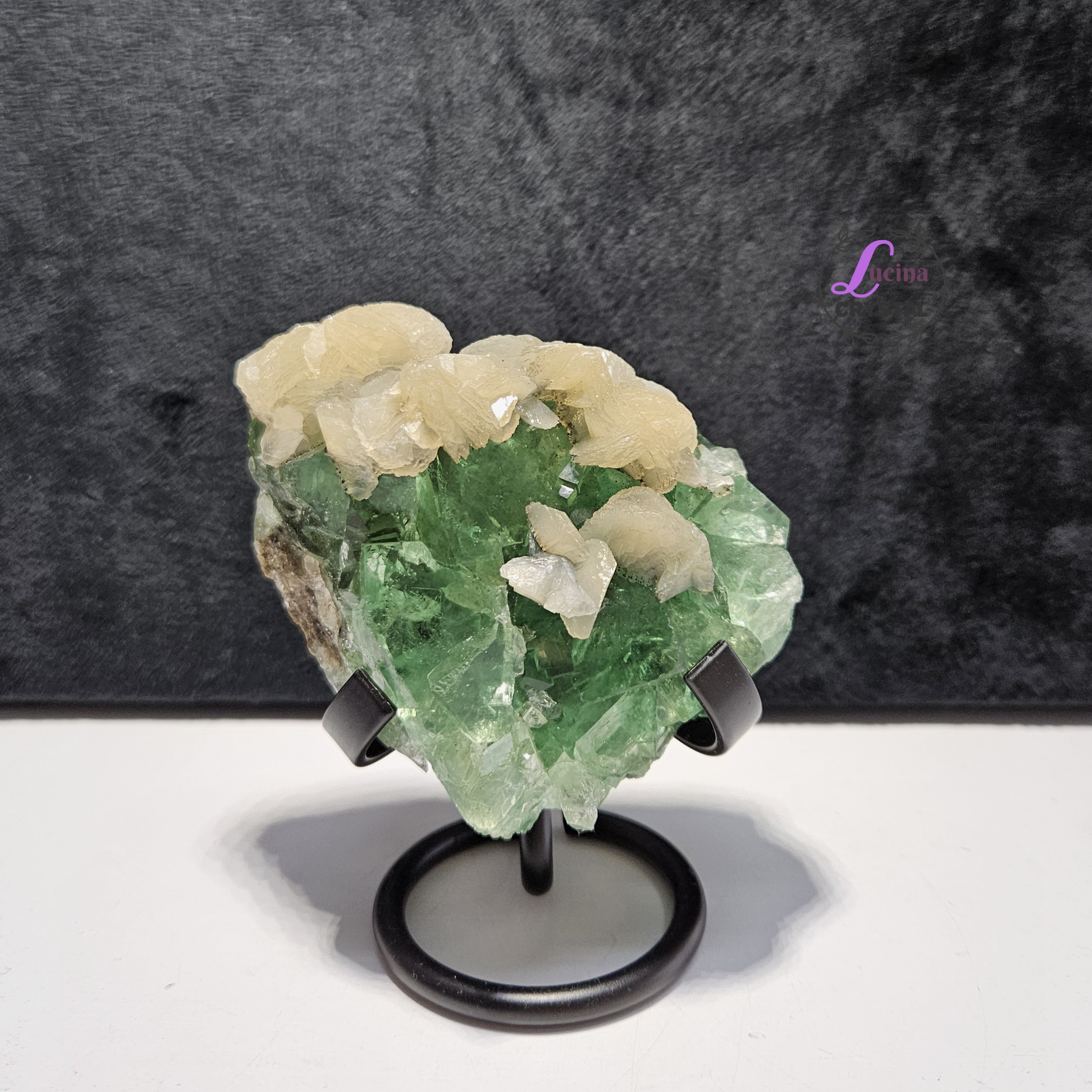 (Co#LC8549) 香花嶺蘋果綠螢石原礦/Apple Green Cubic Fluorite Cluster 