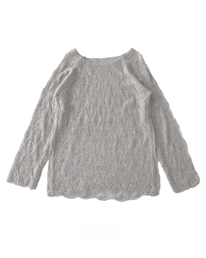 Boat Neck Sheer Knit Top