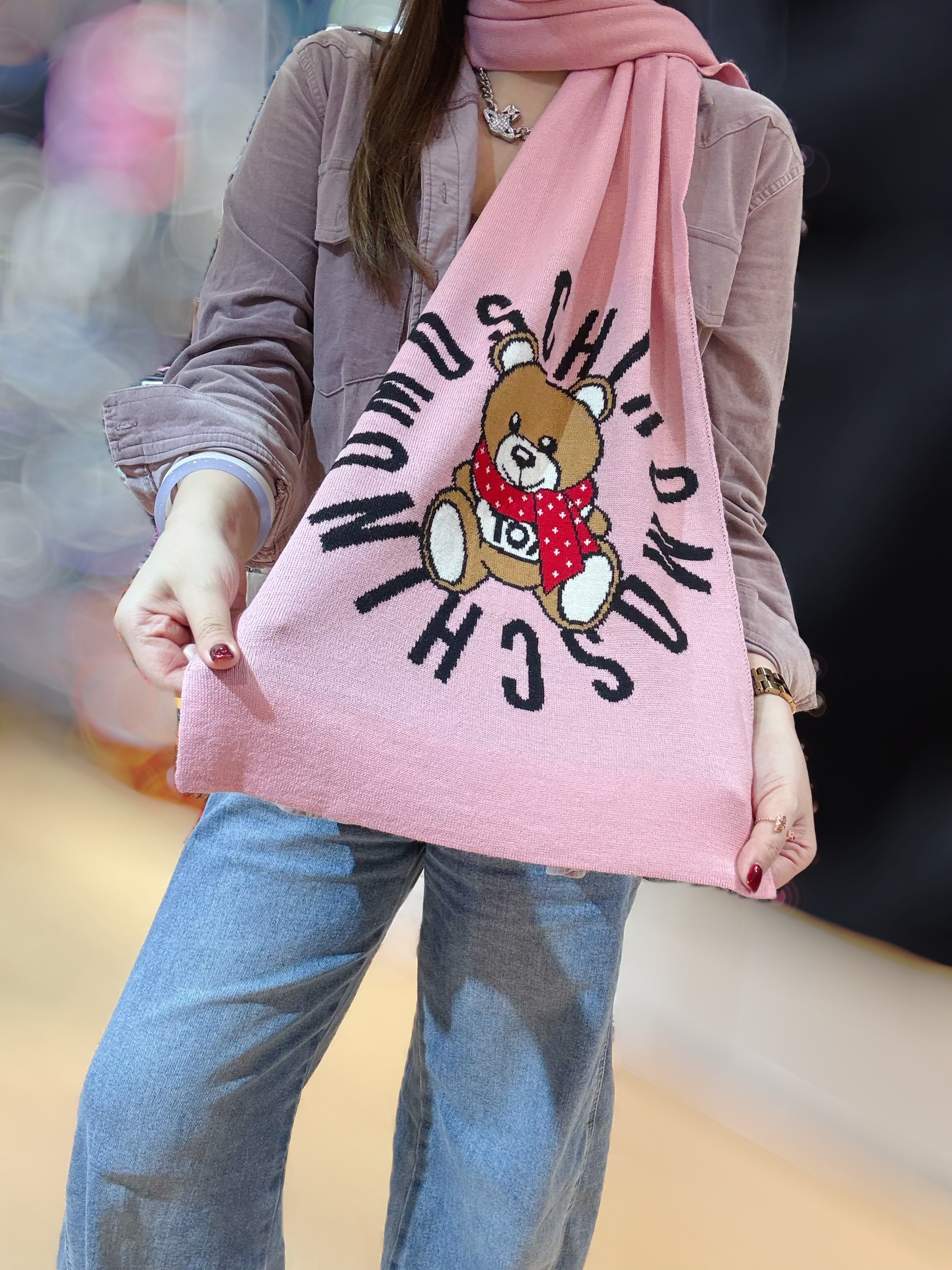 Mischief scarf bear/30673/pink