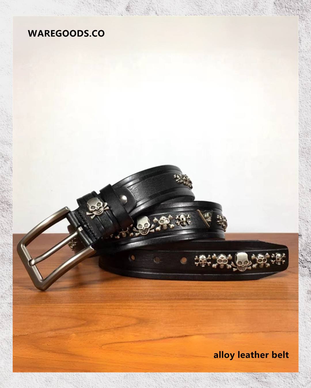 W3868手工鉚釘頭層牛皮皮帶