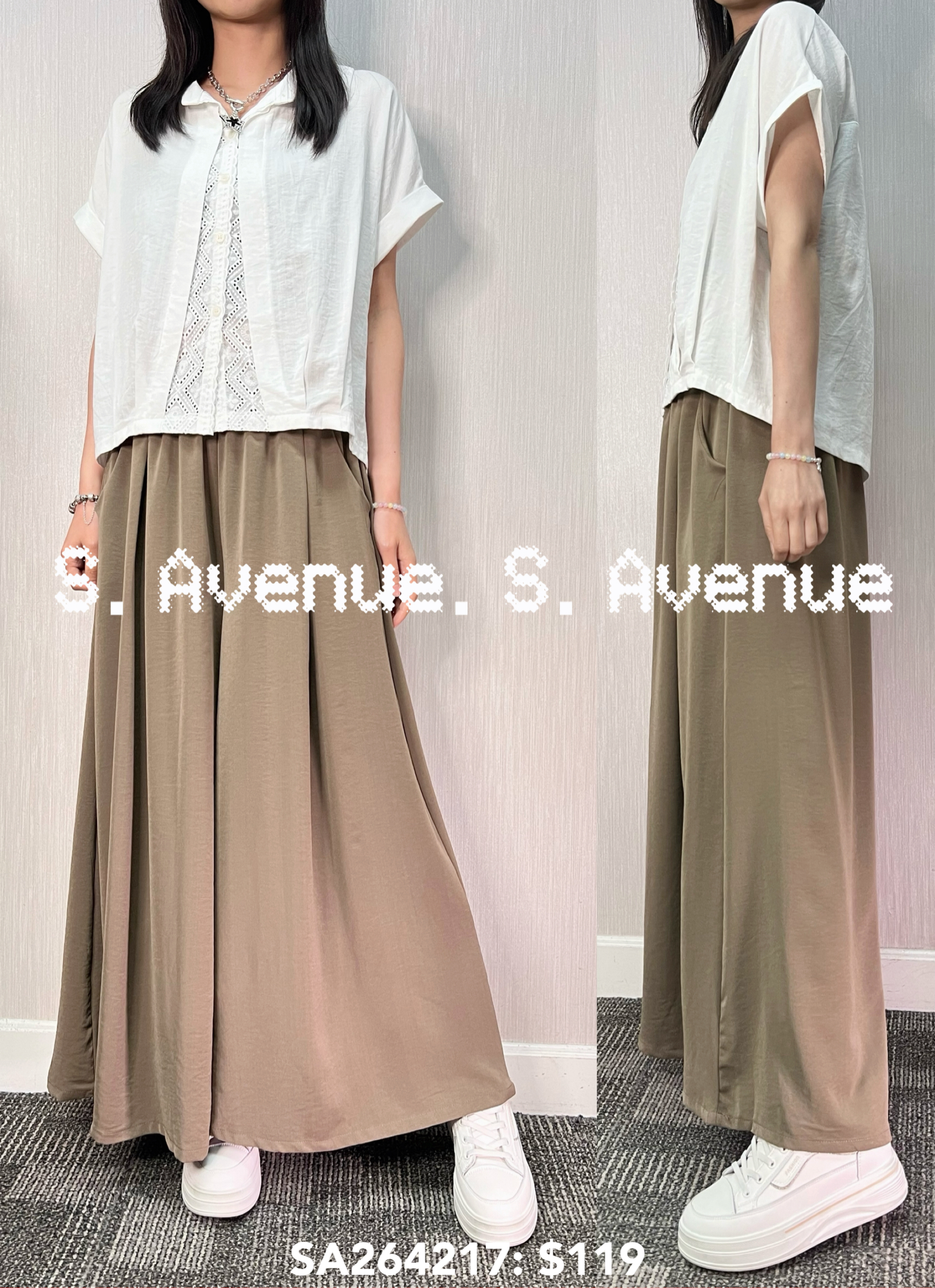 SA264217: 短袖中間lace shirt