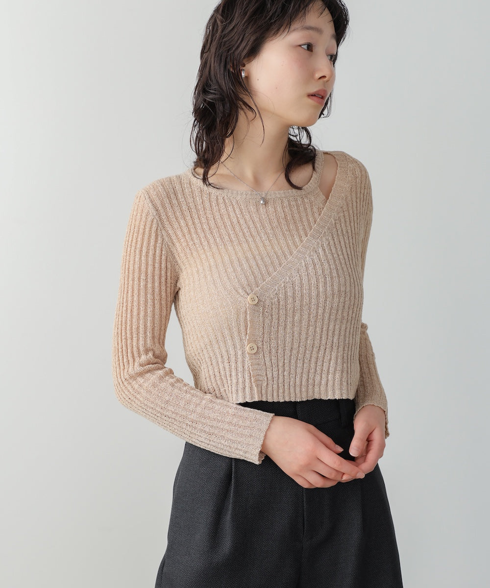 <JP>一件穿出層次感～ Layered Button Knit Top* 3色入 <預購>