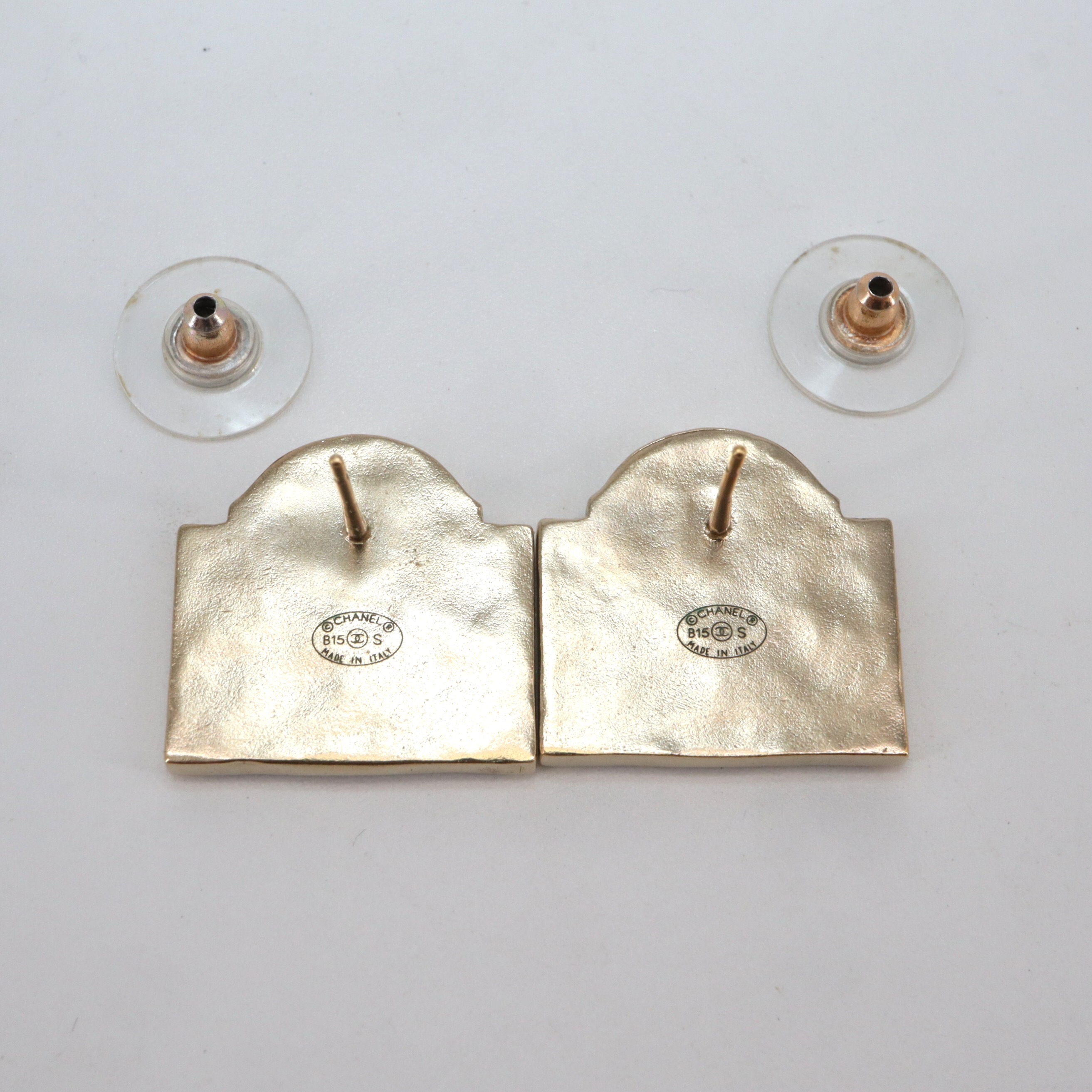 Chanel Coco Mark "Rue Cambon" Sign Piercing Earrings