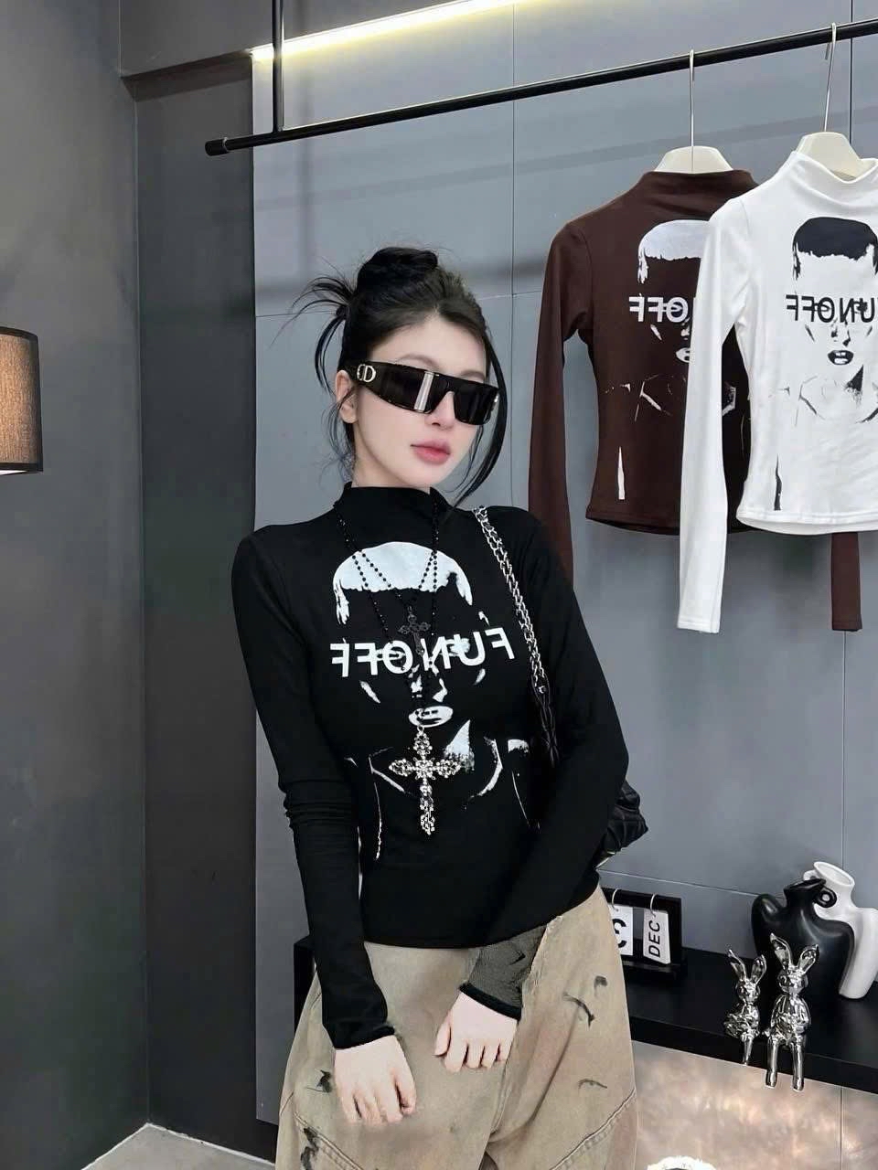 印花前衛哥德風長袖