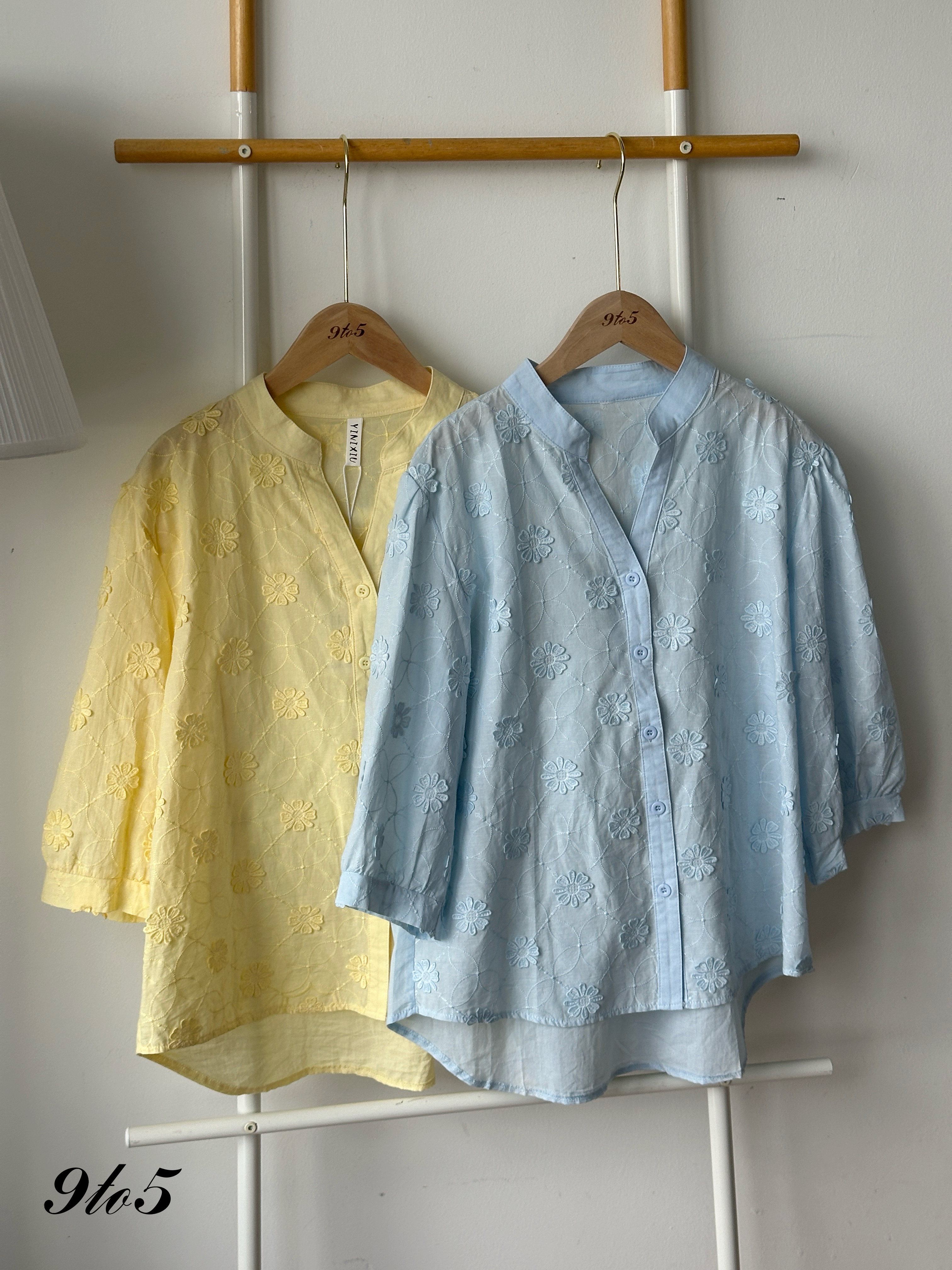 T4273 Half Sleeve Floral Shirt - Blue & Yellow