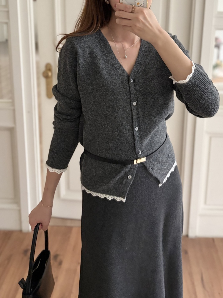 The Lacie Wool Cardigan (Charcoal)