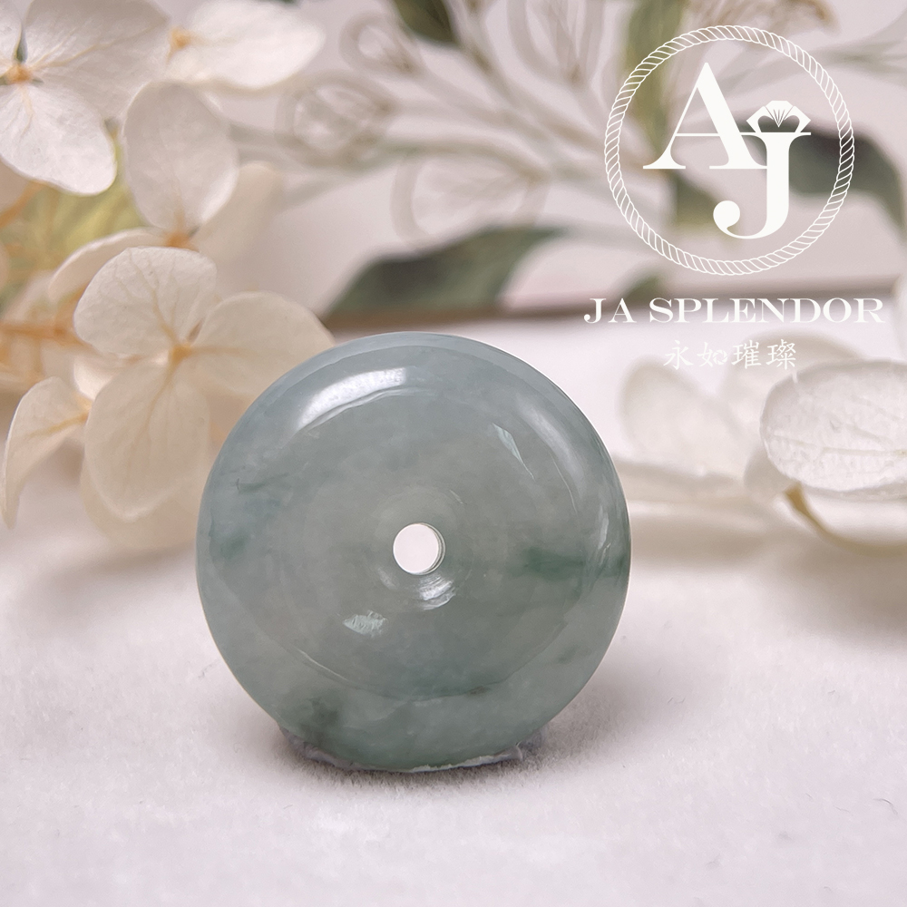 JN-177 天然翡翠A玉 冰種飄綠平安扣