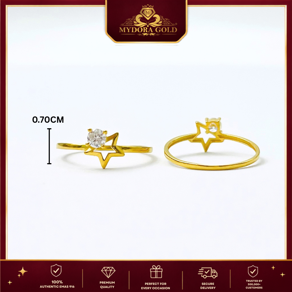 MYDORA EMAS 916 Cincin Batu CZ Star Shine l EMAS 916/22K