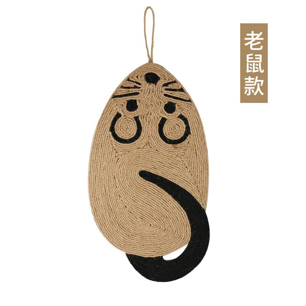 天然劍麻貓抓板 磨爪貓抓板 貓抓墊 老鼠造型貓咪解悶 貓玩具 [平行進口] HK2776