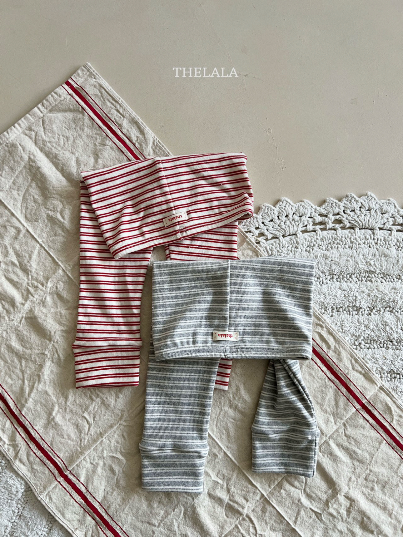 🌸預訂 韓國直送🌸🇰🇷THELALA兩色標籤條紋打底褲