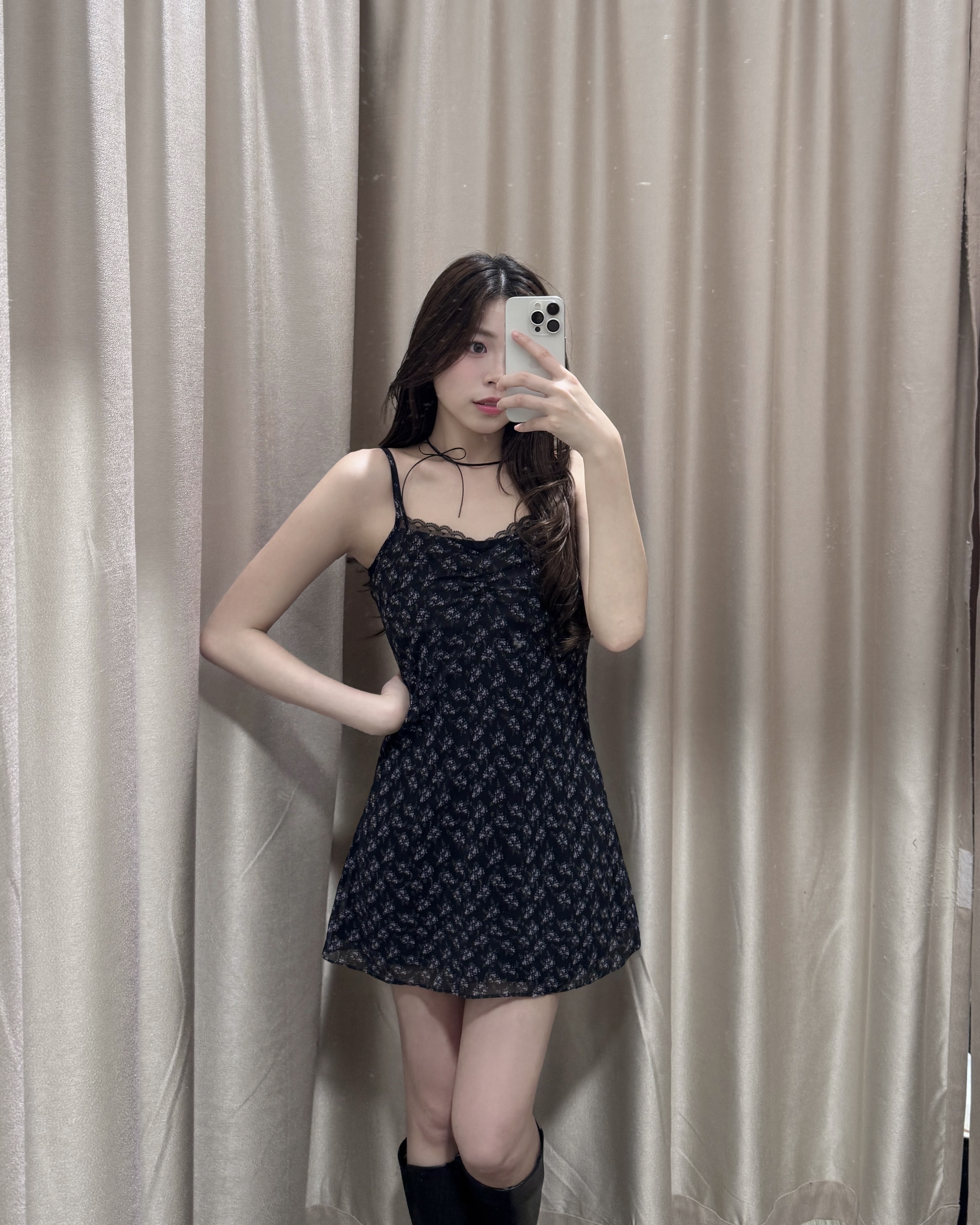 【🌷🖤打卡必選！少女感Lace輕砂碎花裙】Bloosom Day Ops(兩色入)