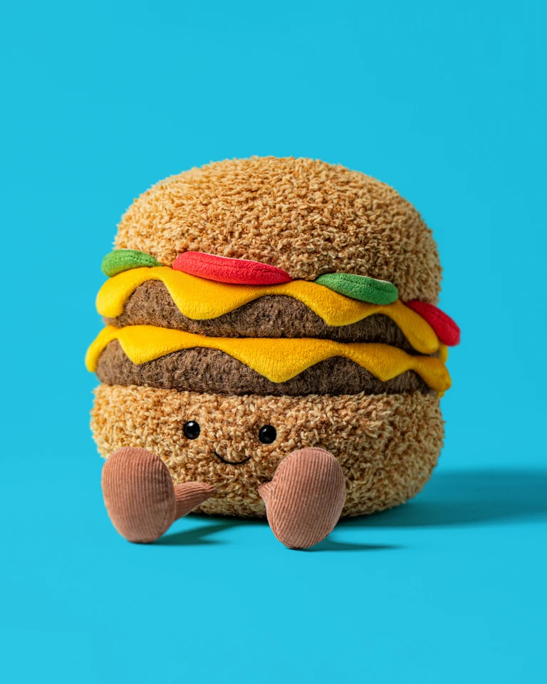 Jellycat NYC Dinner 紐約限定 美式漢堡 Pizza 熱狗 薯條 套裝連貼紙 Pin
